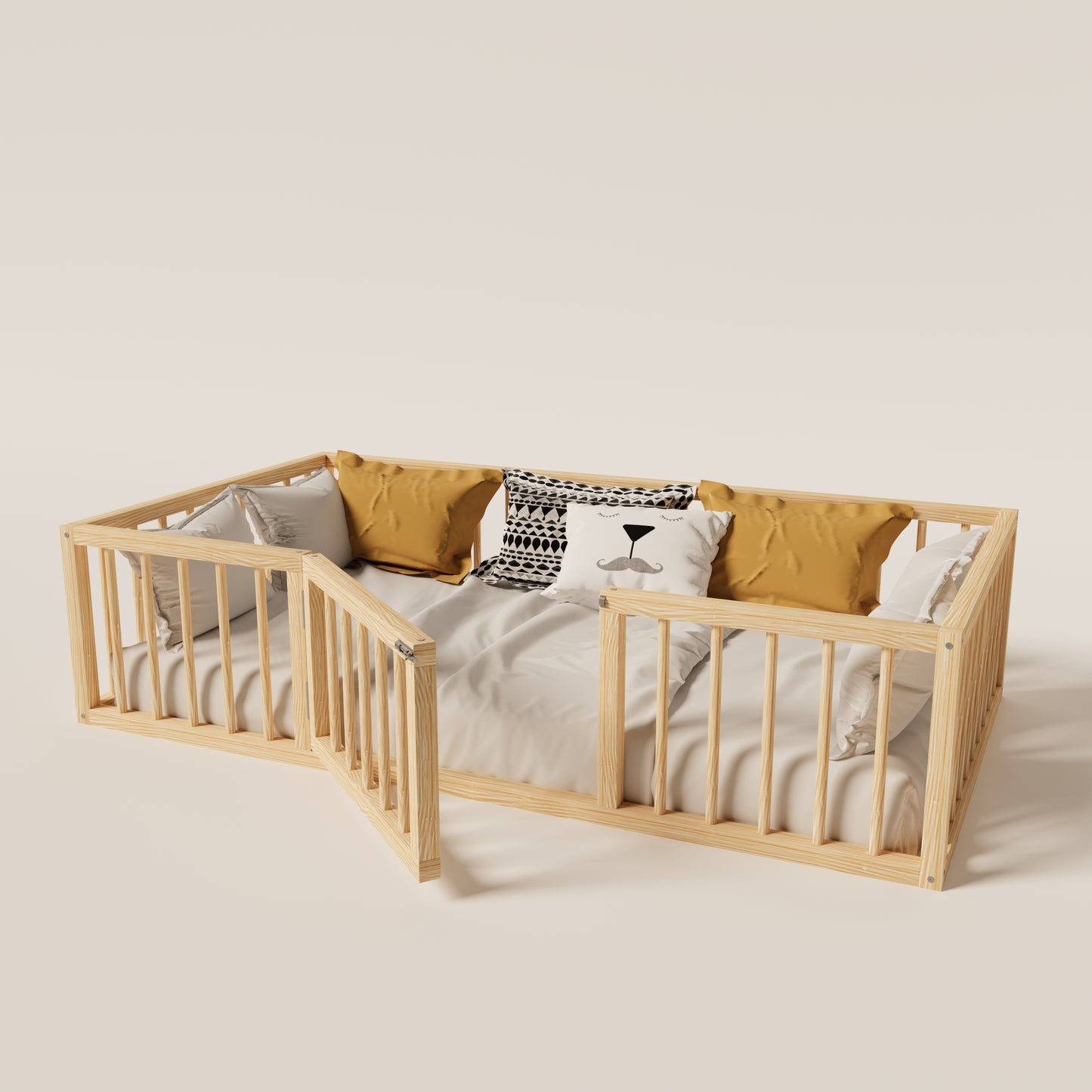Toddler Floor Bed with Center Door