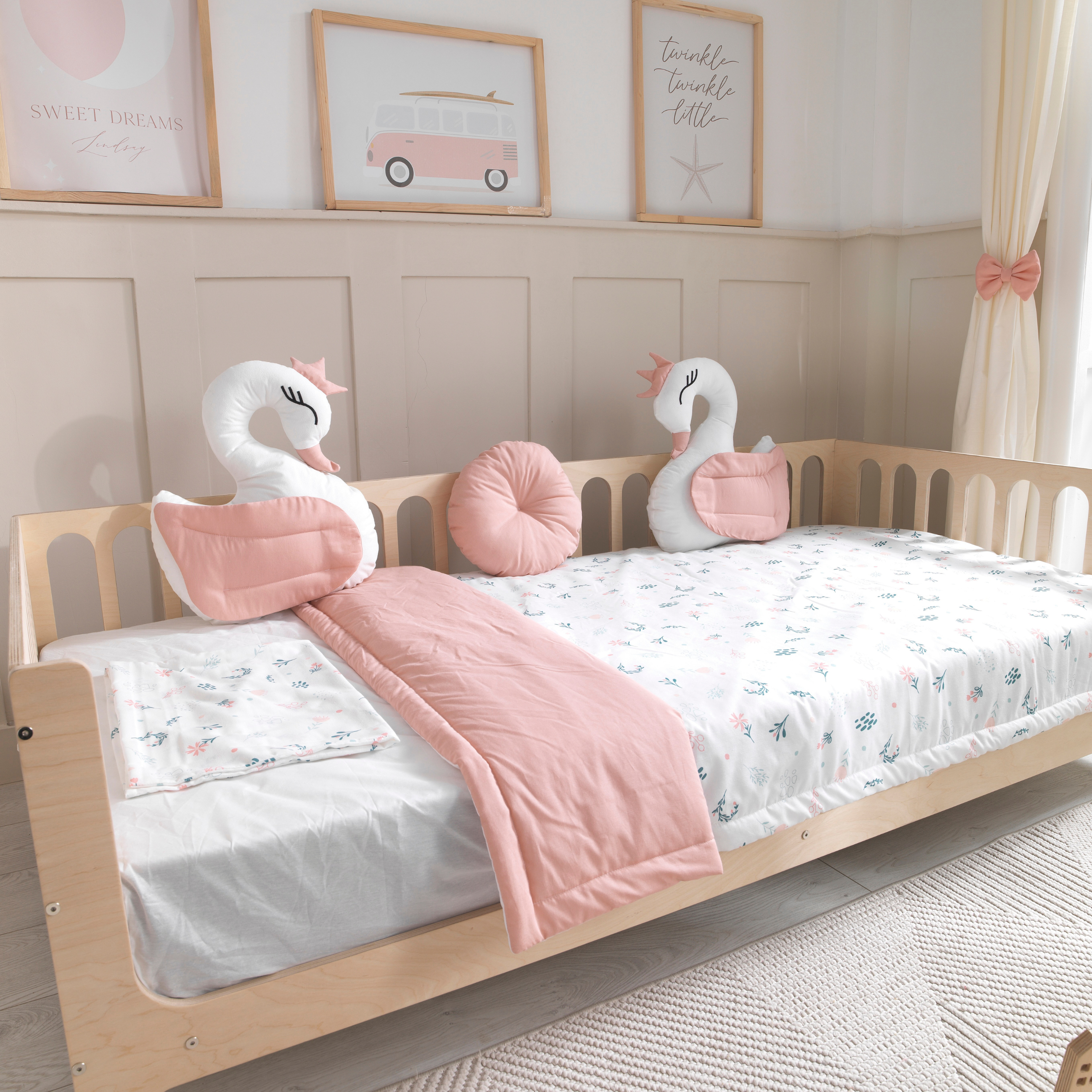 Pink Montessori Bedding Canopy and Sleep Set - Montoddler
