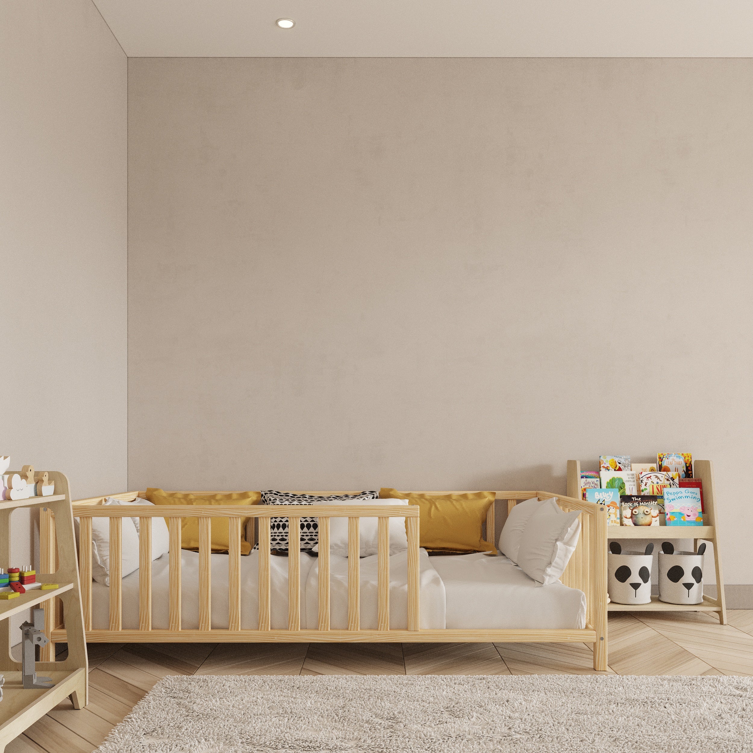 Montessori Bed with Legs Rectangular Rails - Montoddler