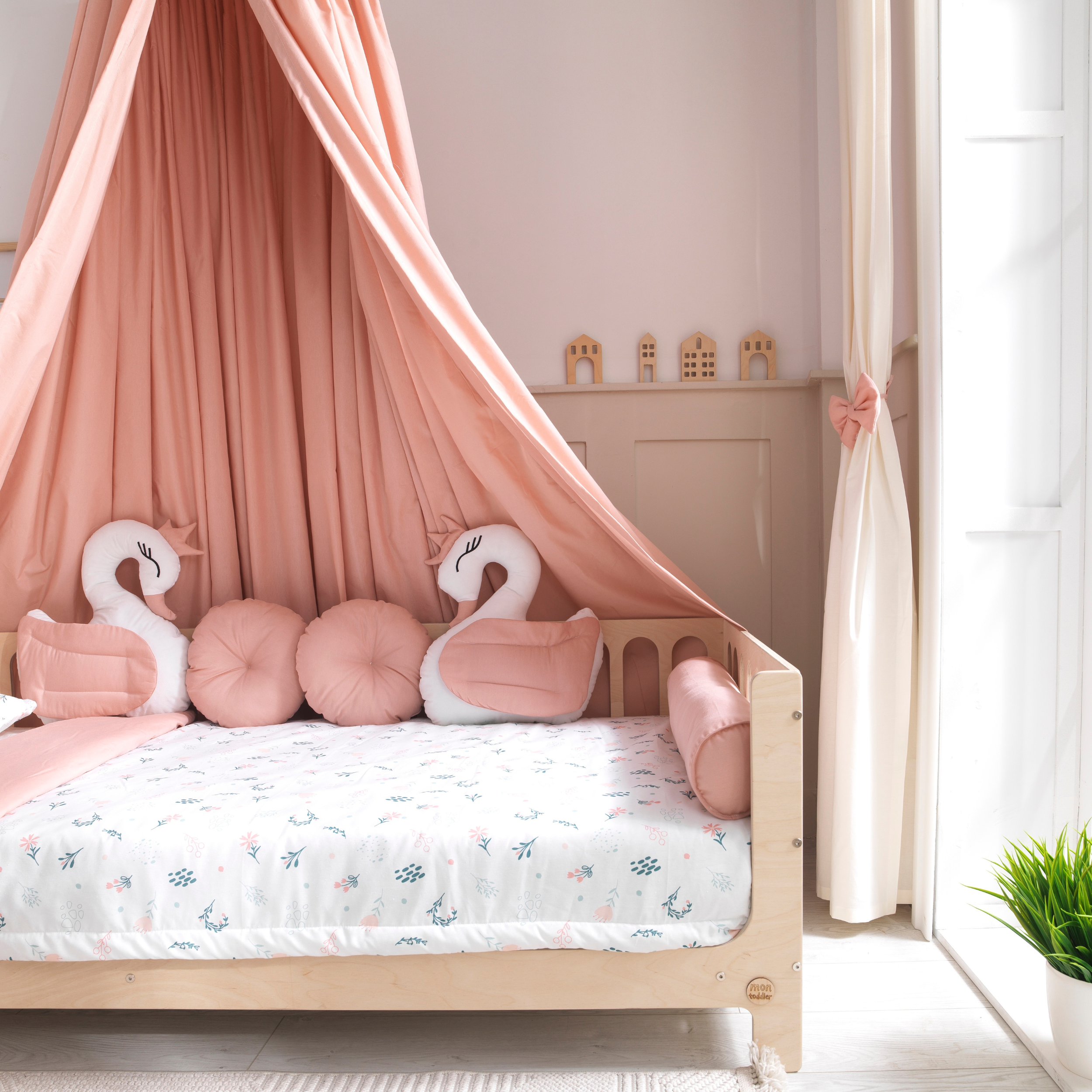 Pink Montessori Bedding Canopy and Sleep Set - Montoddler
