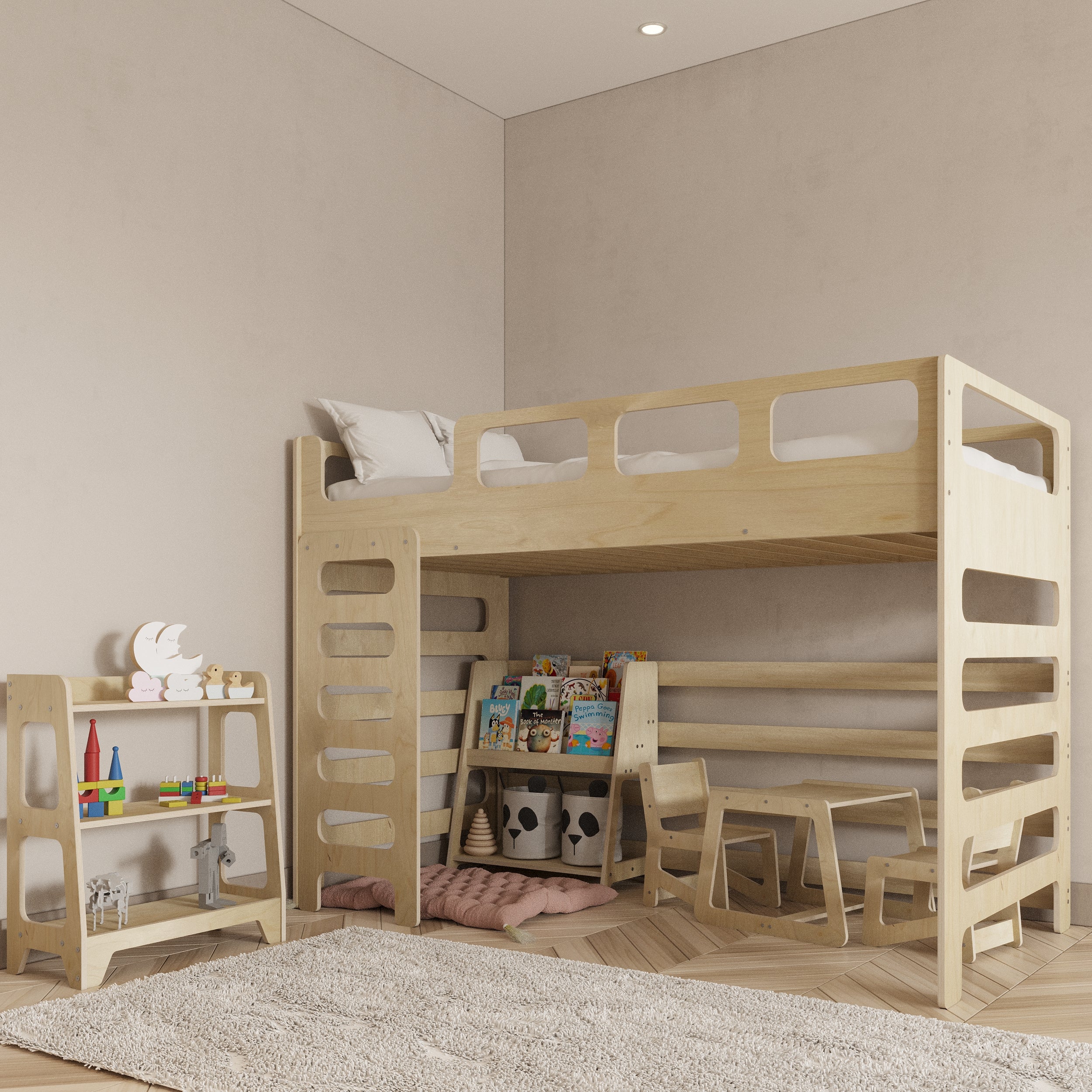 Loft Bed for Kids with Stairs - Montoddler