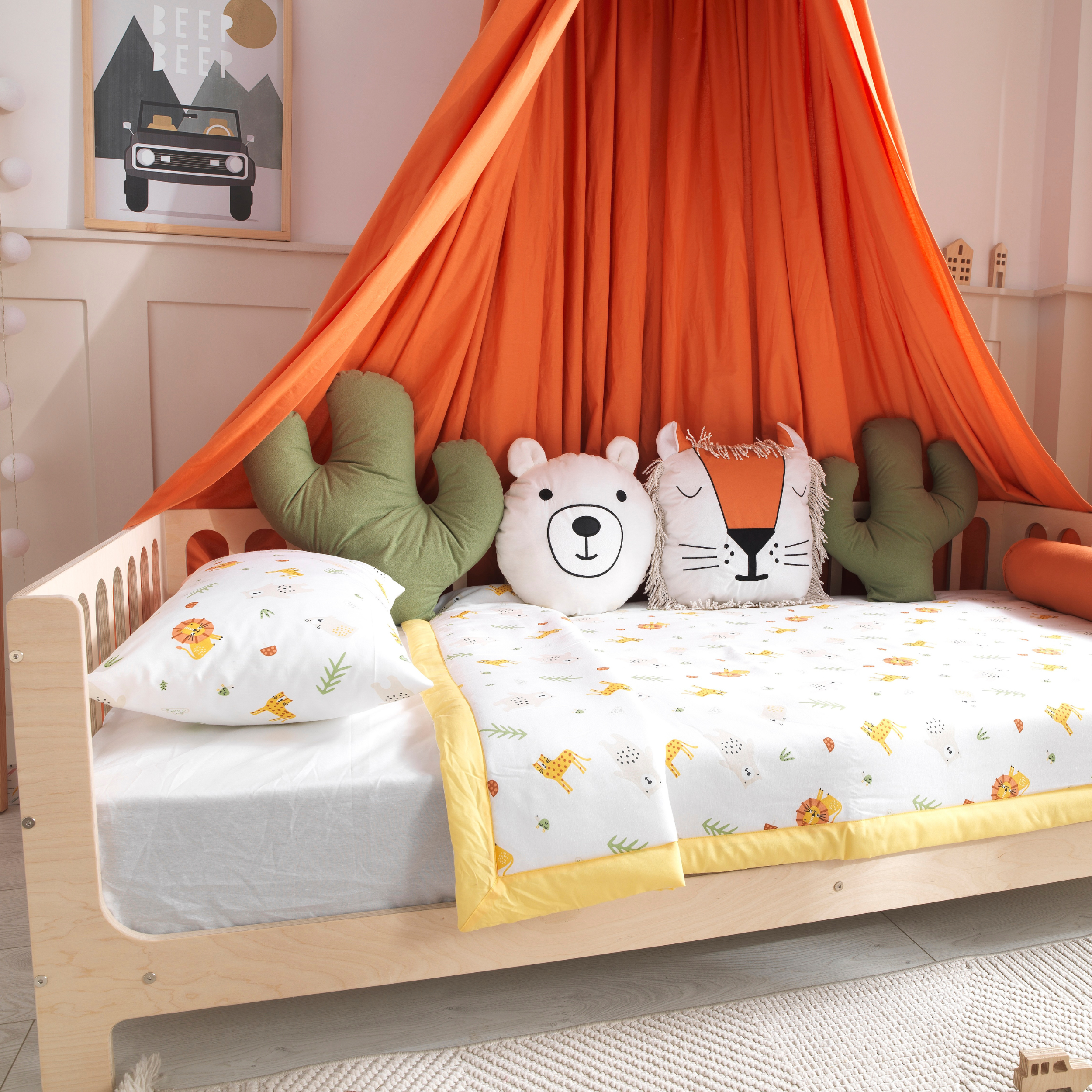 Orange Montessori Bedding Canopy and Sleep Set - Montoddler