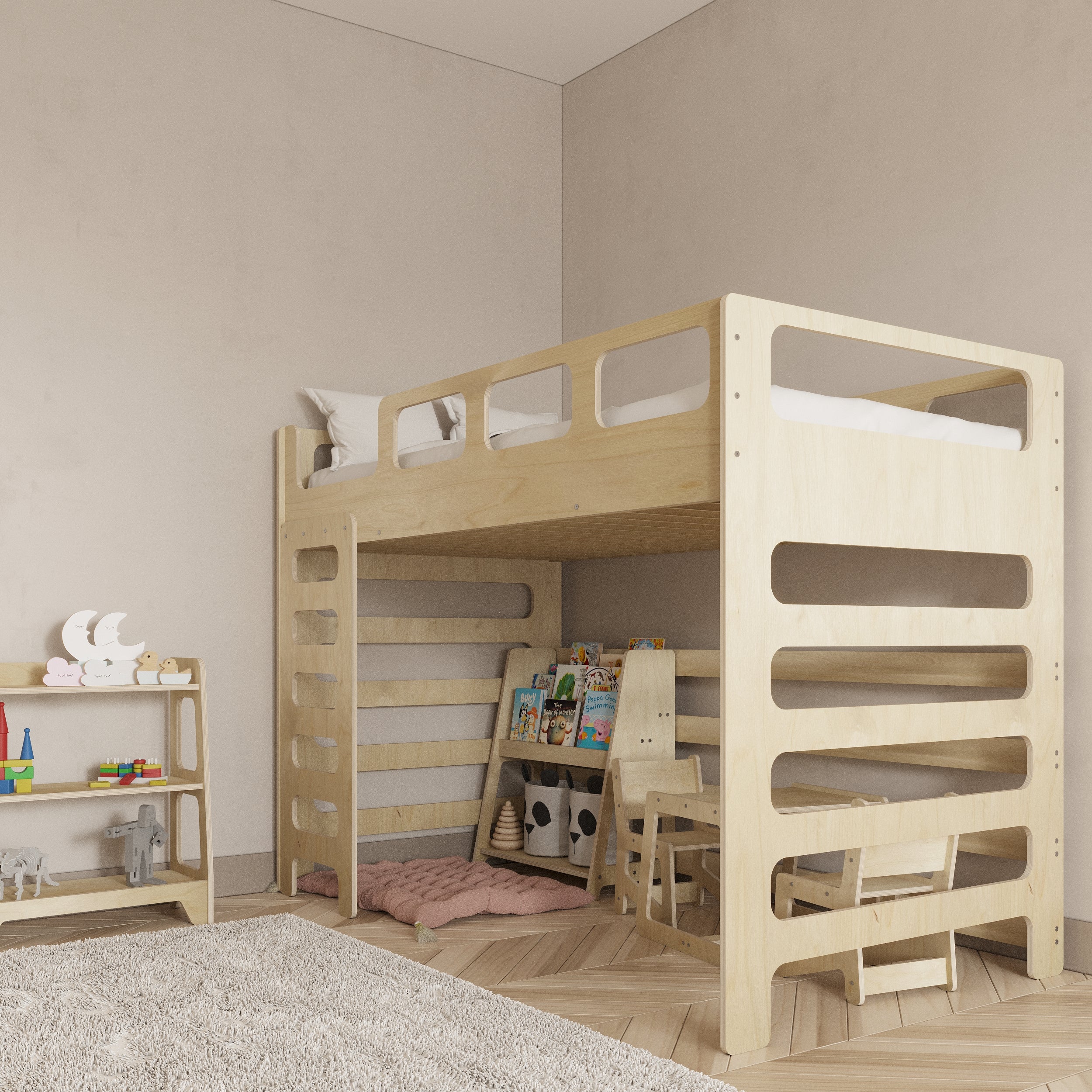Loft Bed for Kids with Stairs - Montoddler