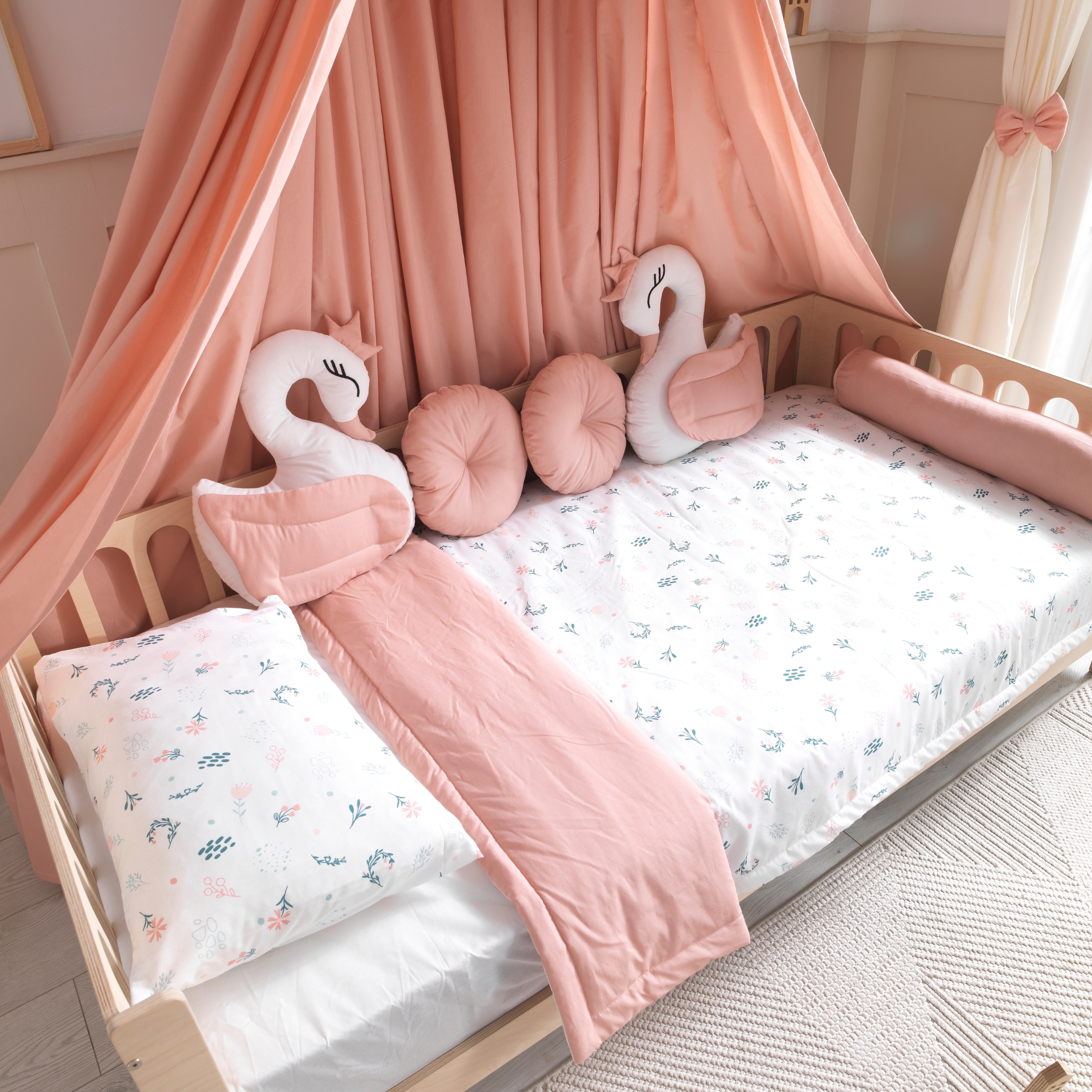Pink Montessori Bedding Canopy and Sleep Set - Montoddler