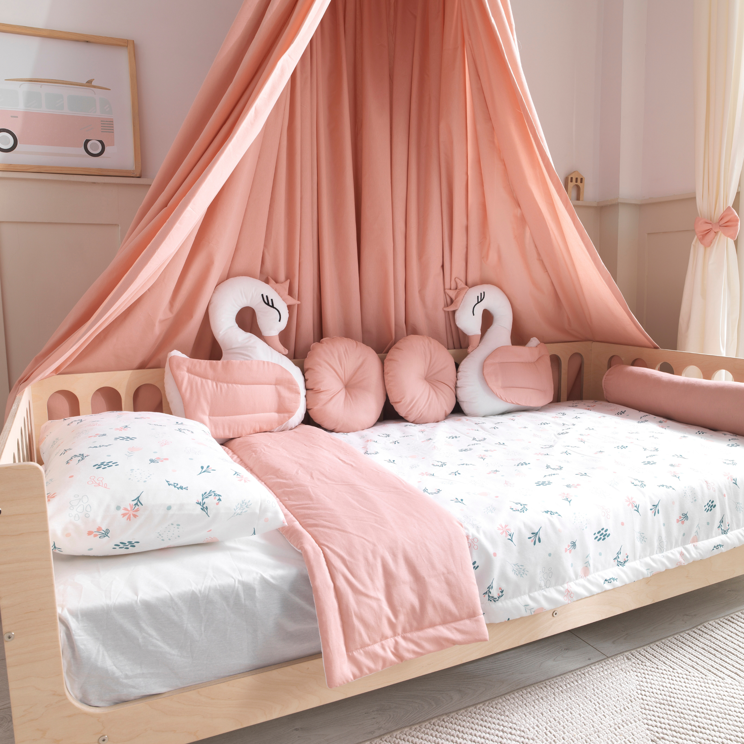 Pink Montessori Bedding Canopy and Sleep Set - Montoddler