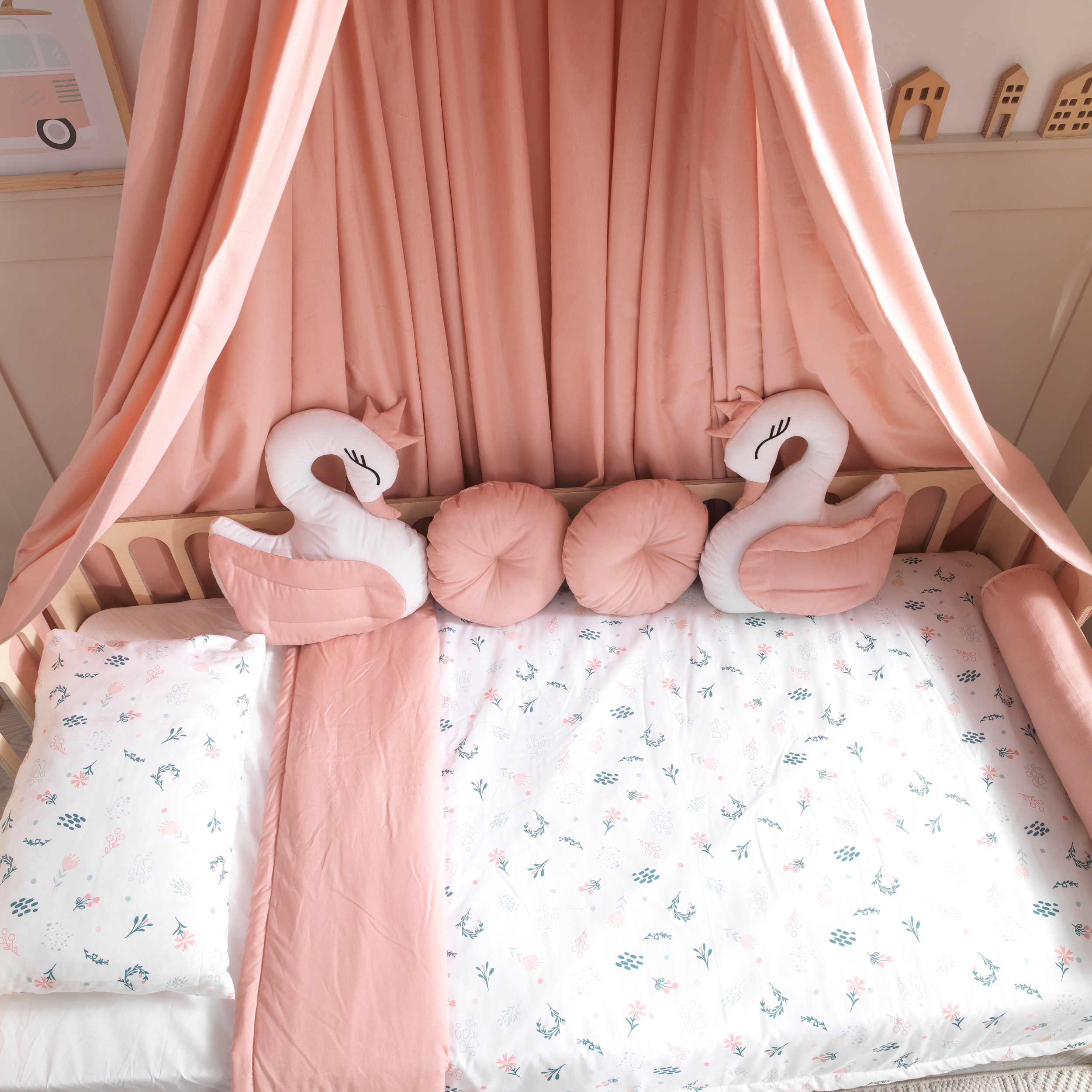 Pink Montessori Bedding Canopy and Sleep Set - Montoddler