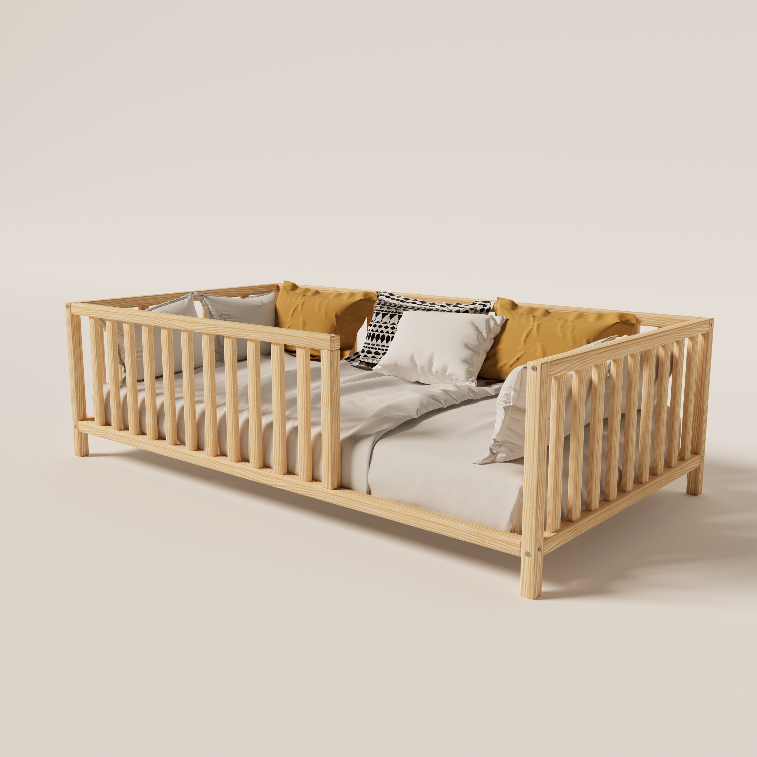 Montessori Bed with Legs Rectangular Rails - Montoddler
