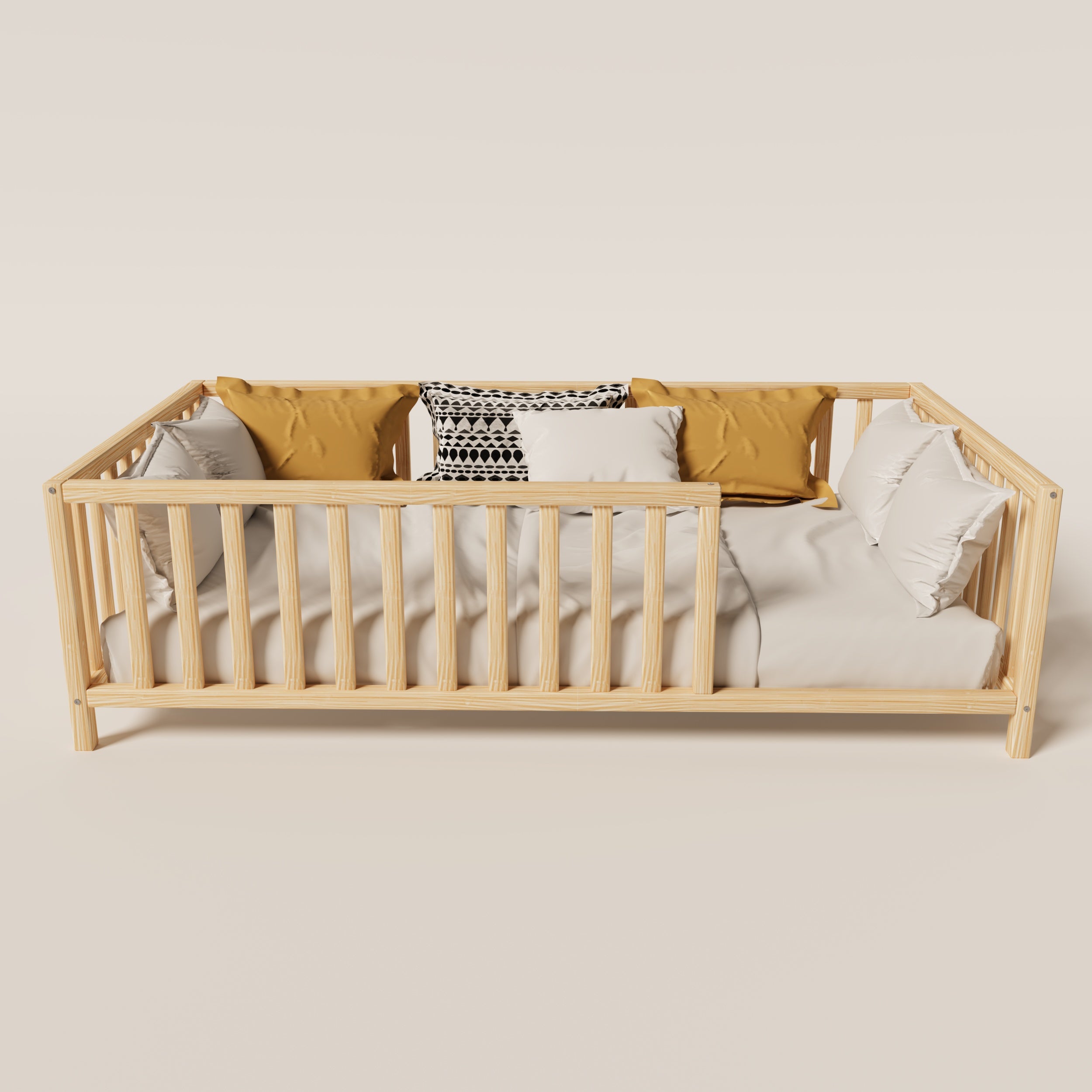 Montessori Bed with Legs Rectangular Rails - Montoddler