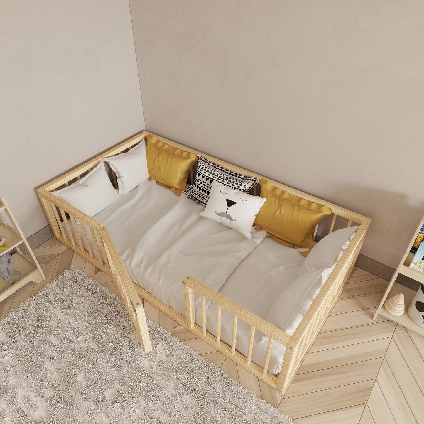 Toddler Floor Bed with Center Door