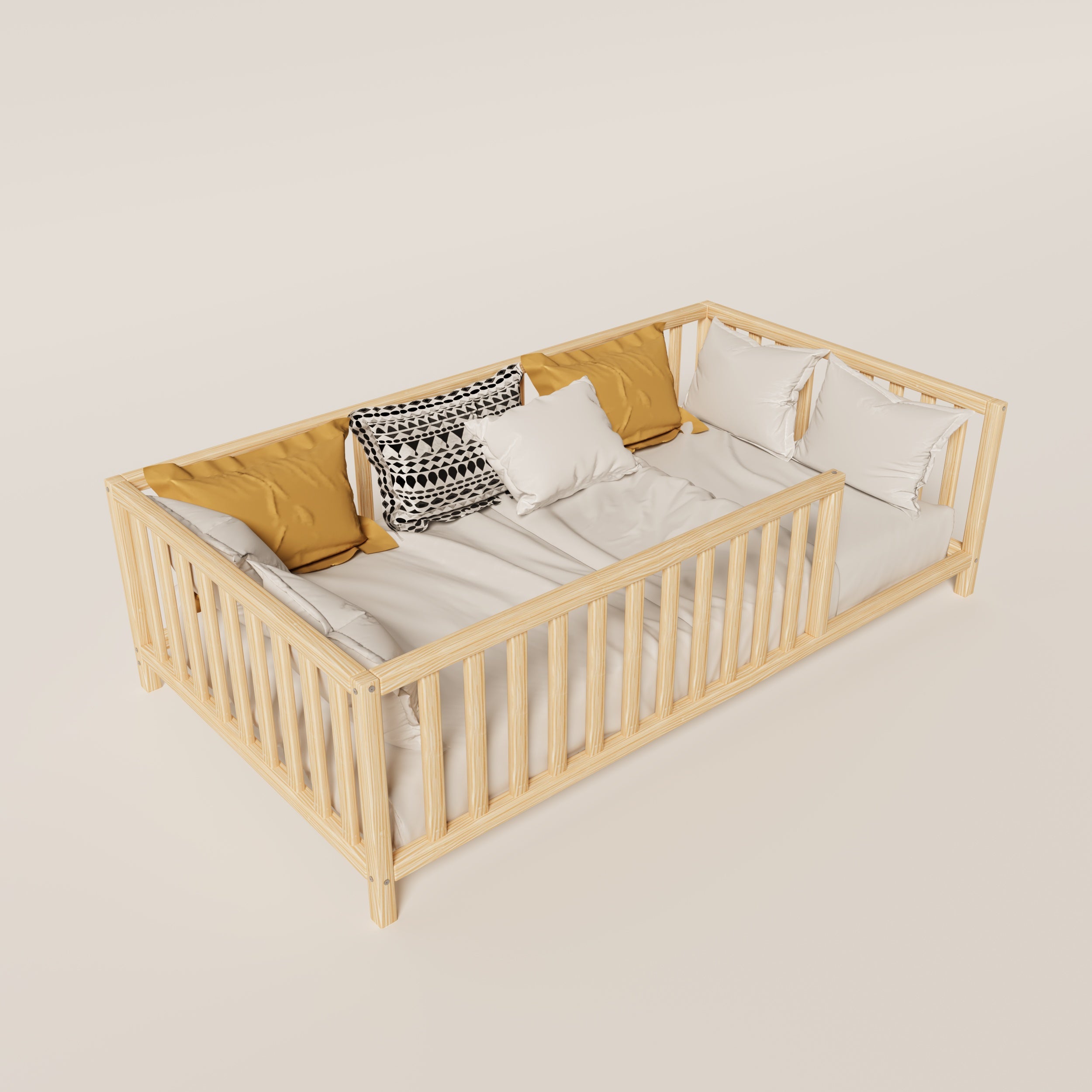 Montessori Bed with Legs Rectangular Rails - Montoddler