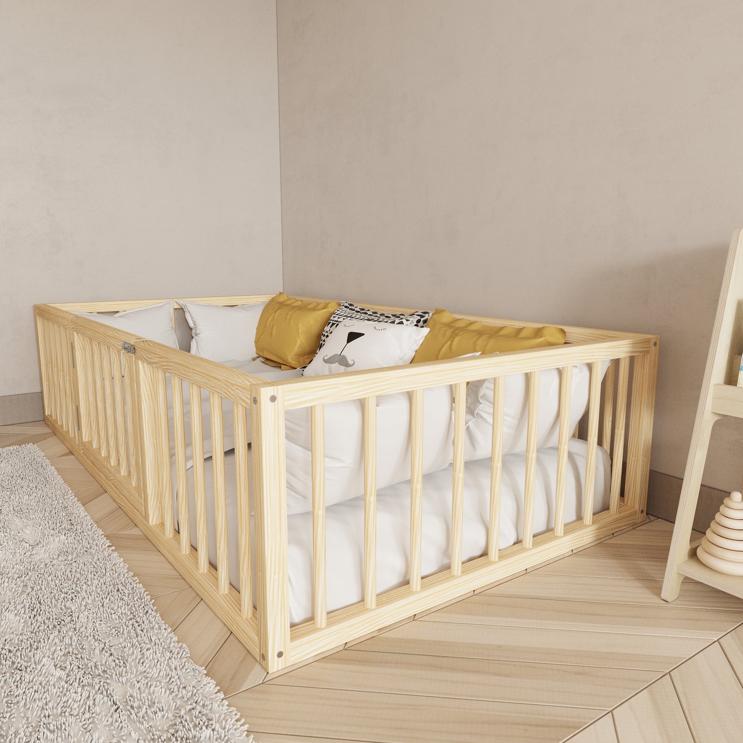 Toddler Floor Bed with Center Door