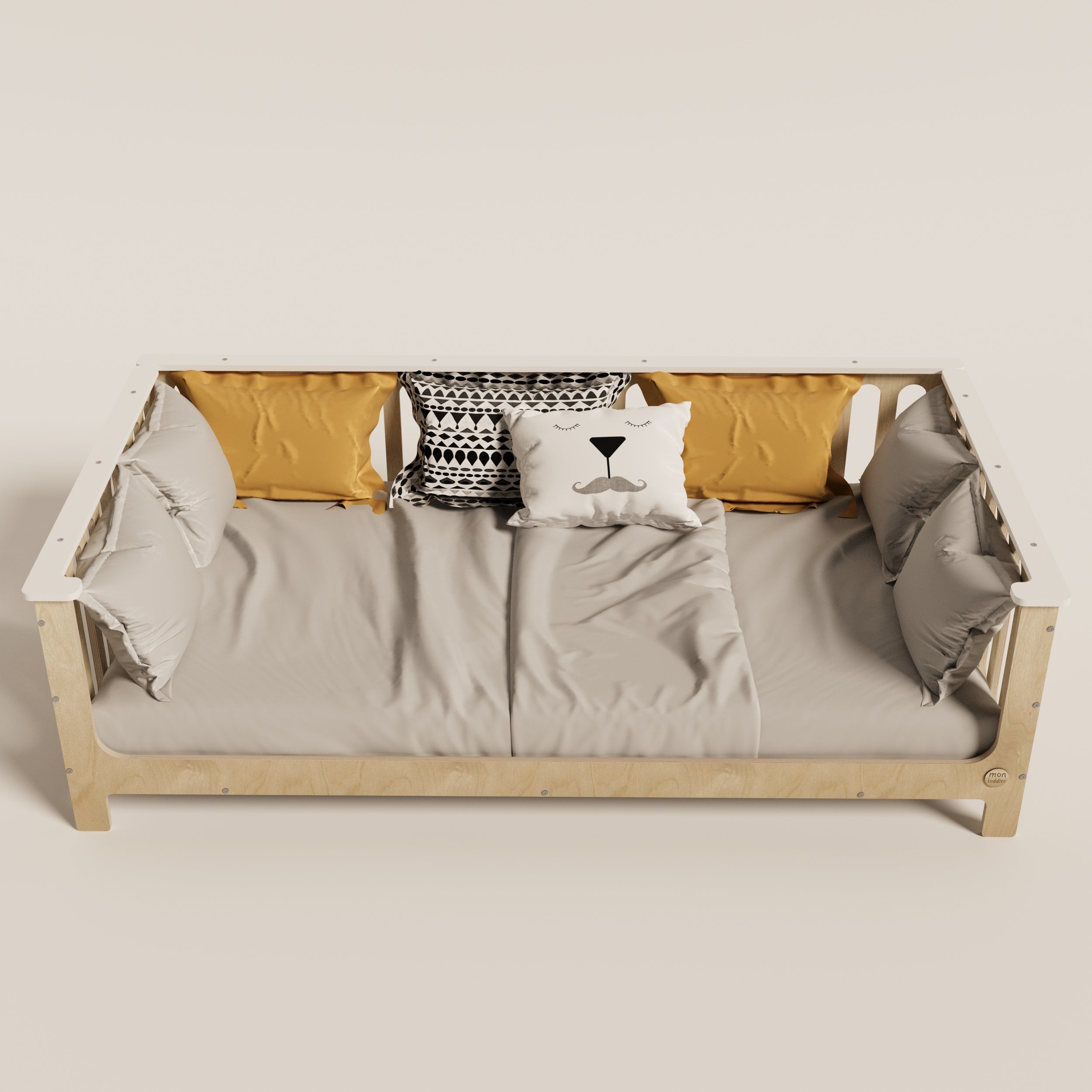 Birch Montessori Bed with Legs and Top Edge