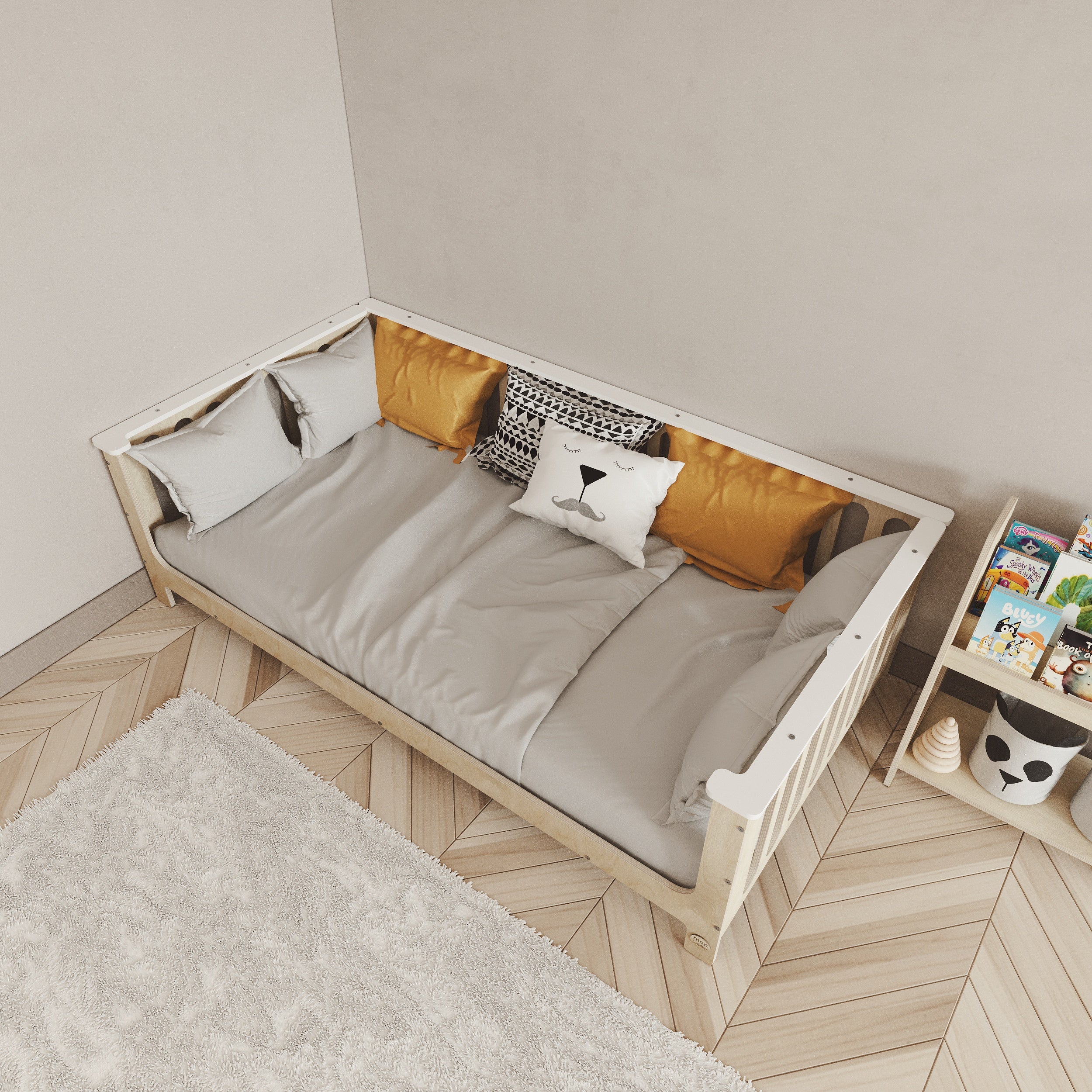 Birch Montessori Bed with Legs and Top Edge