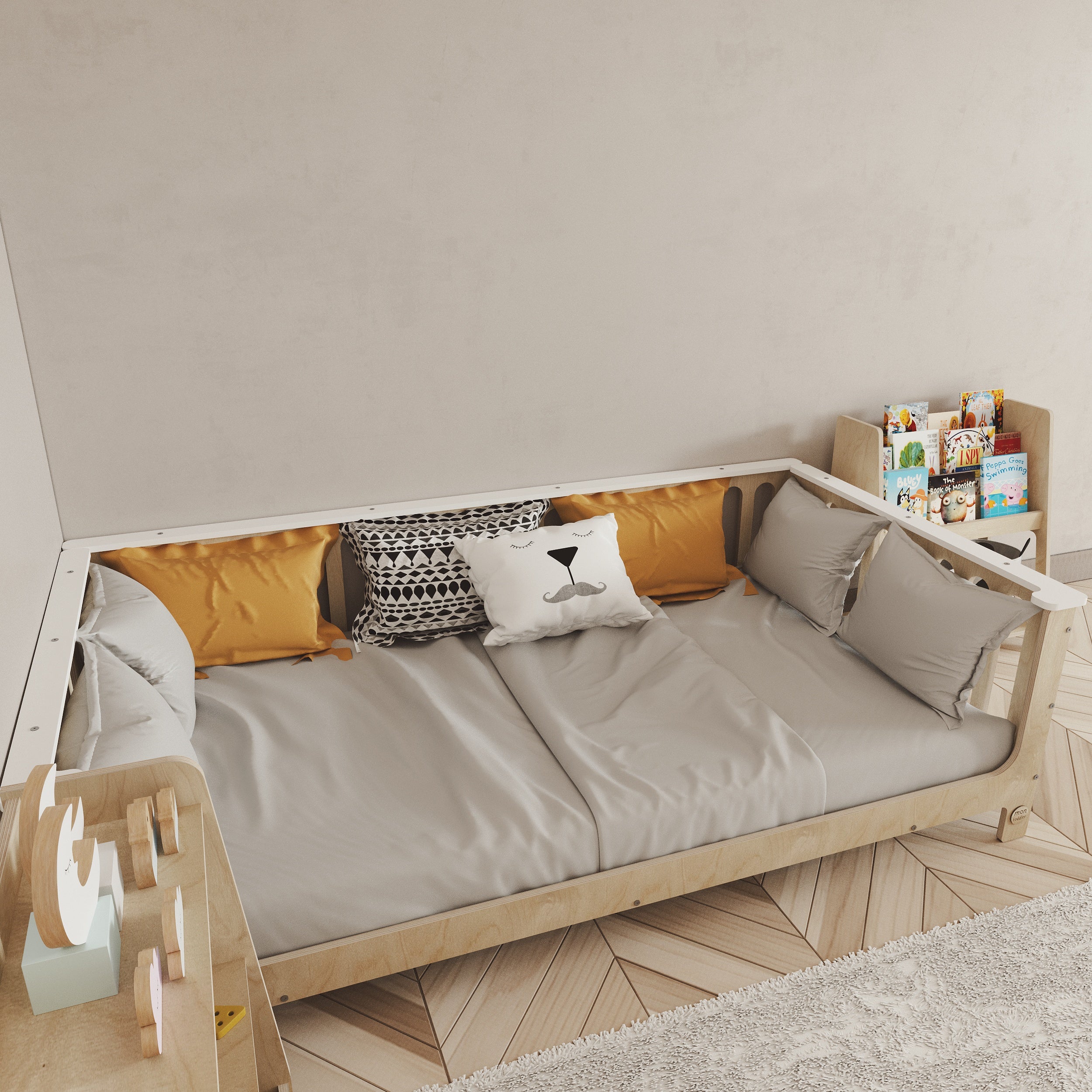 Birch Montessori Bed with Legs and Top Edge