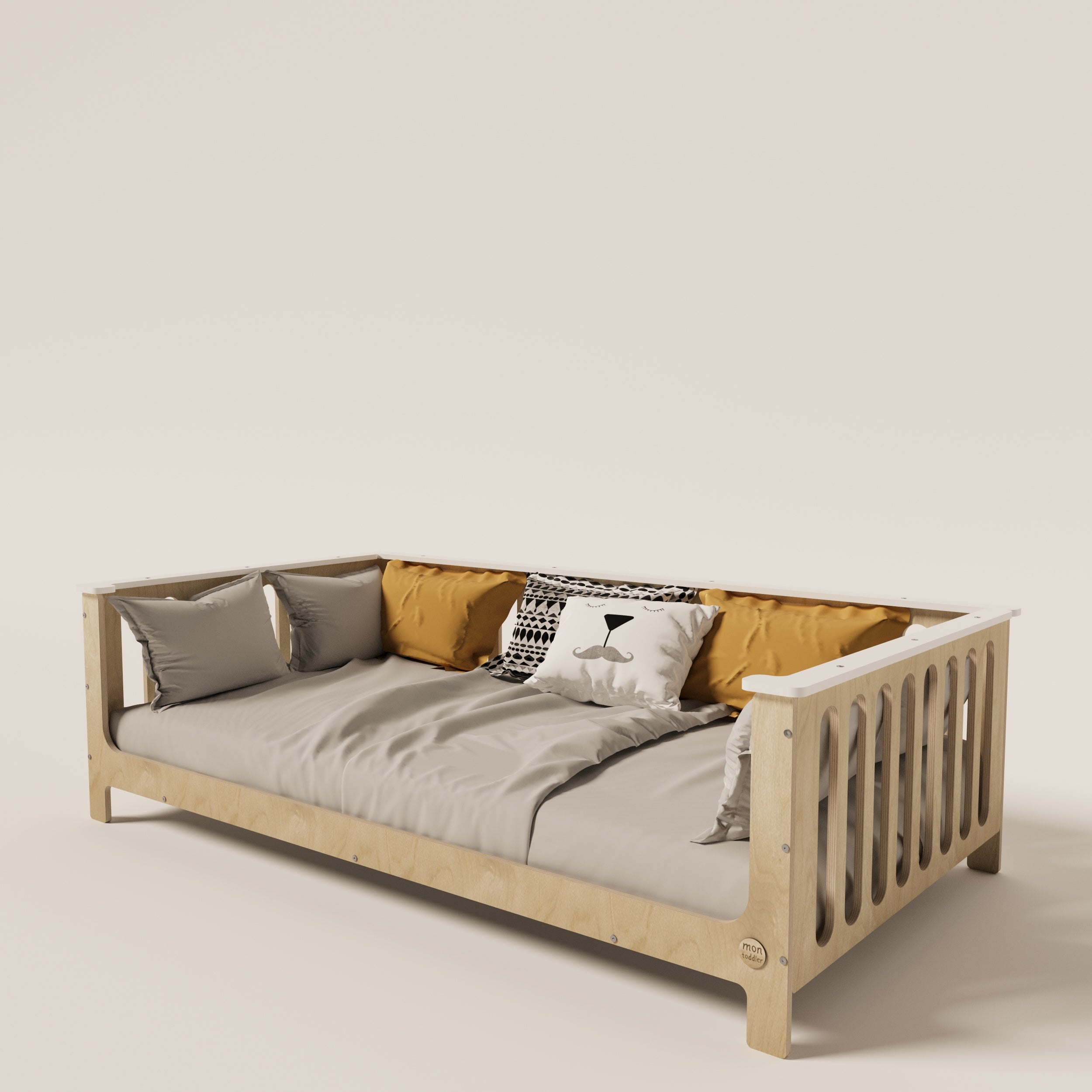 Birch Montessori Bed with Legs and Top Edge