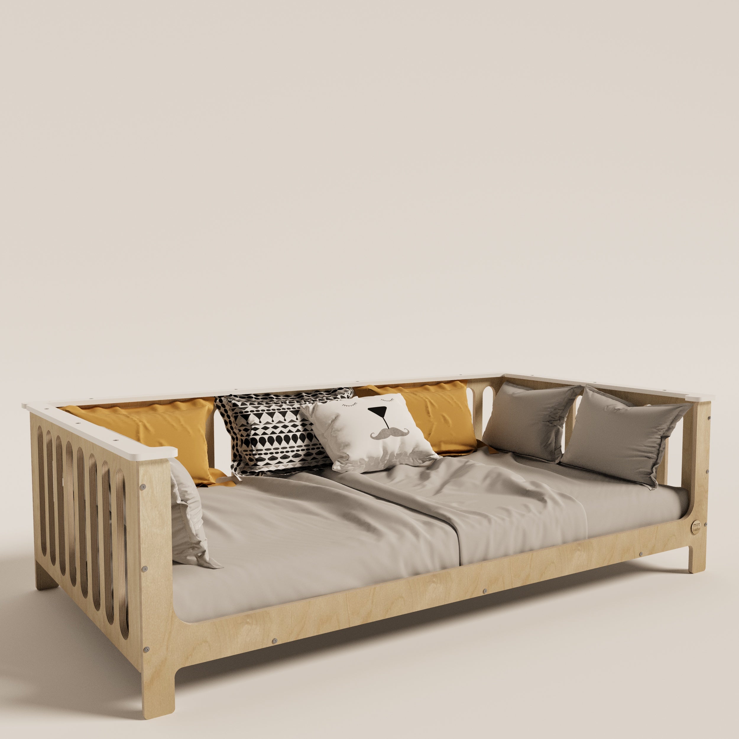 Birch Montessori Bed with Legs and Top Edge