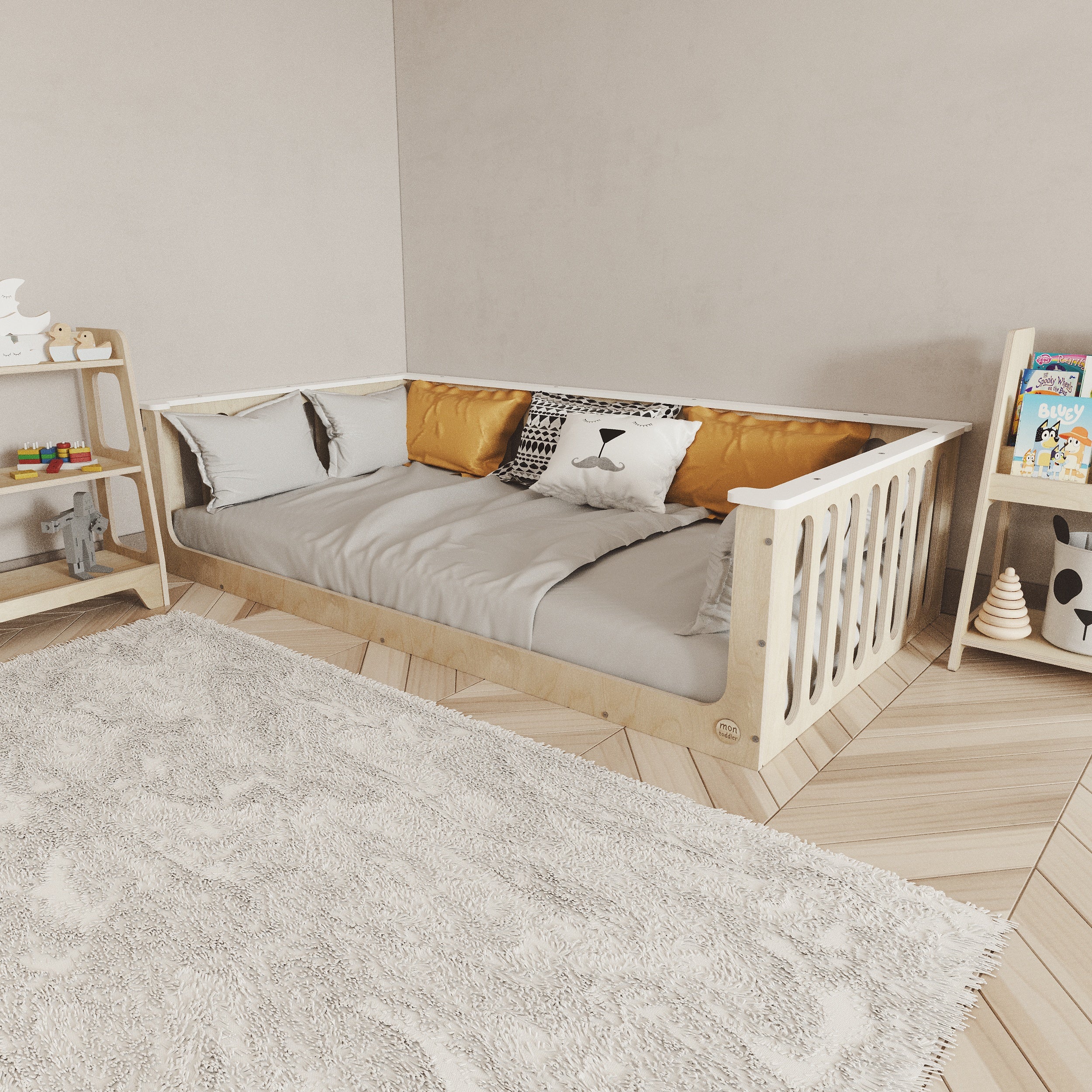 Floor Bed for Toddler With Top Edge