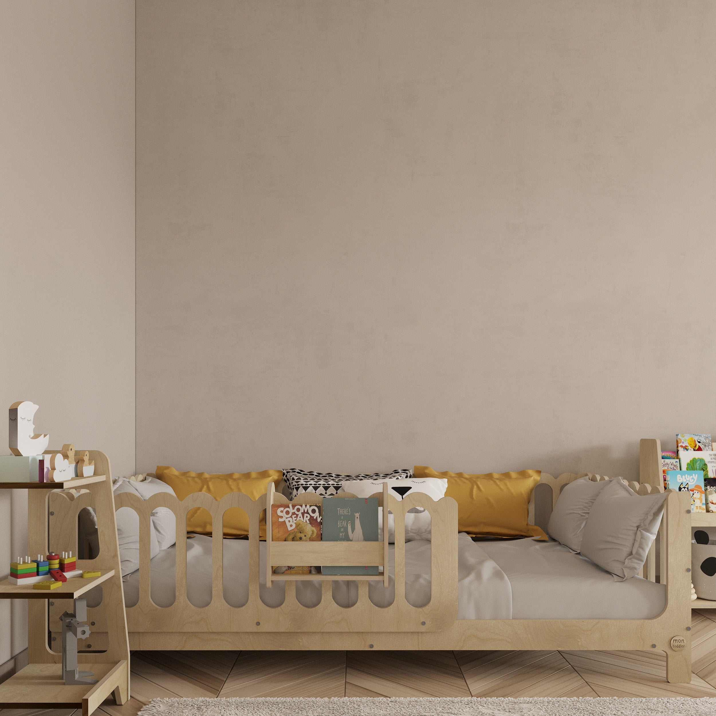 Montessori Bed with Legs and Rails - Wave
