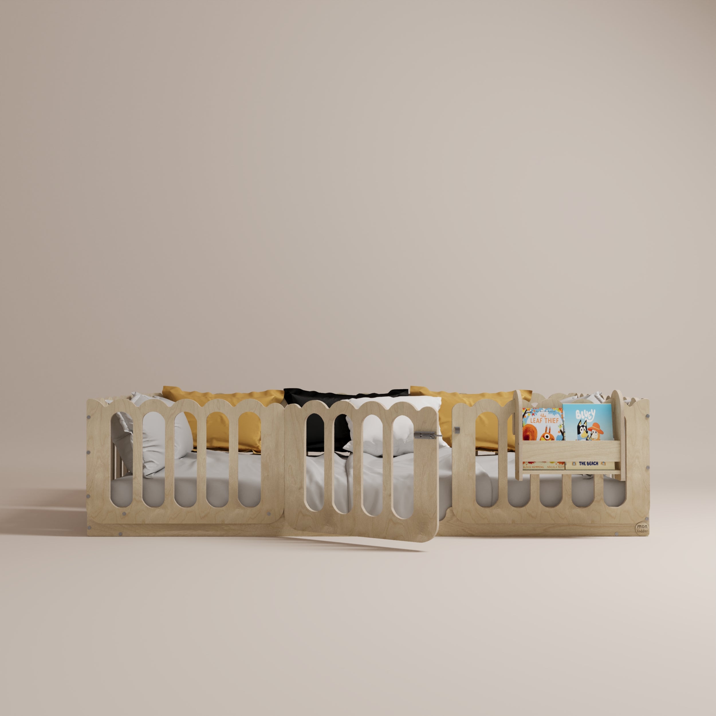 Montessori Floor Bed With Lockable Center Door - Wave