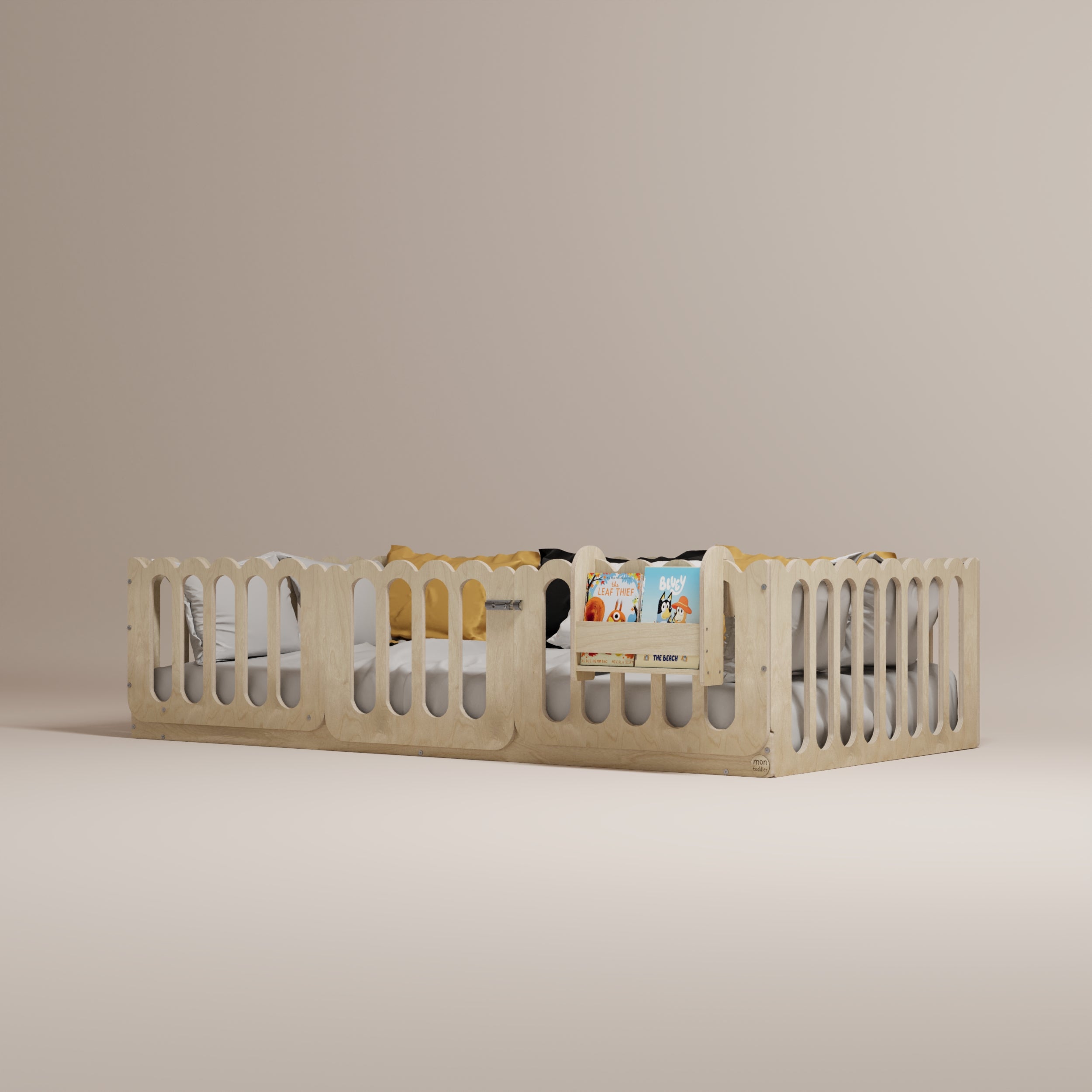 Montessori Floor Bed With Lockable Center Door - Wave