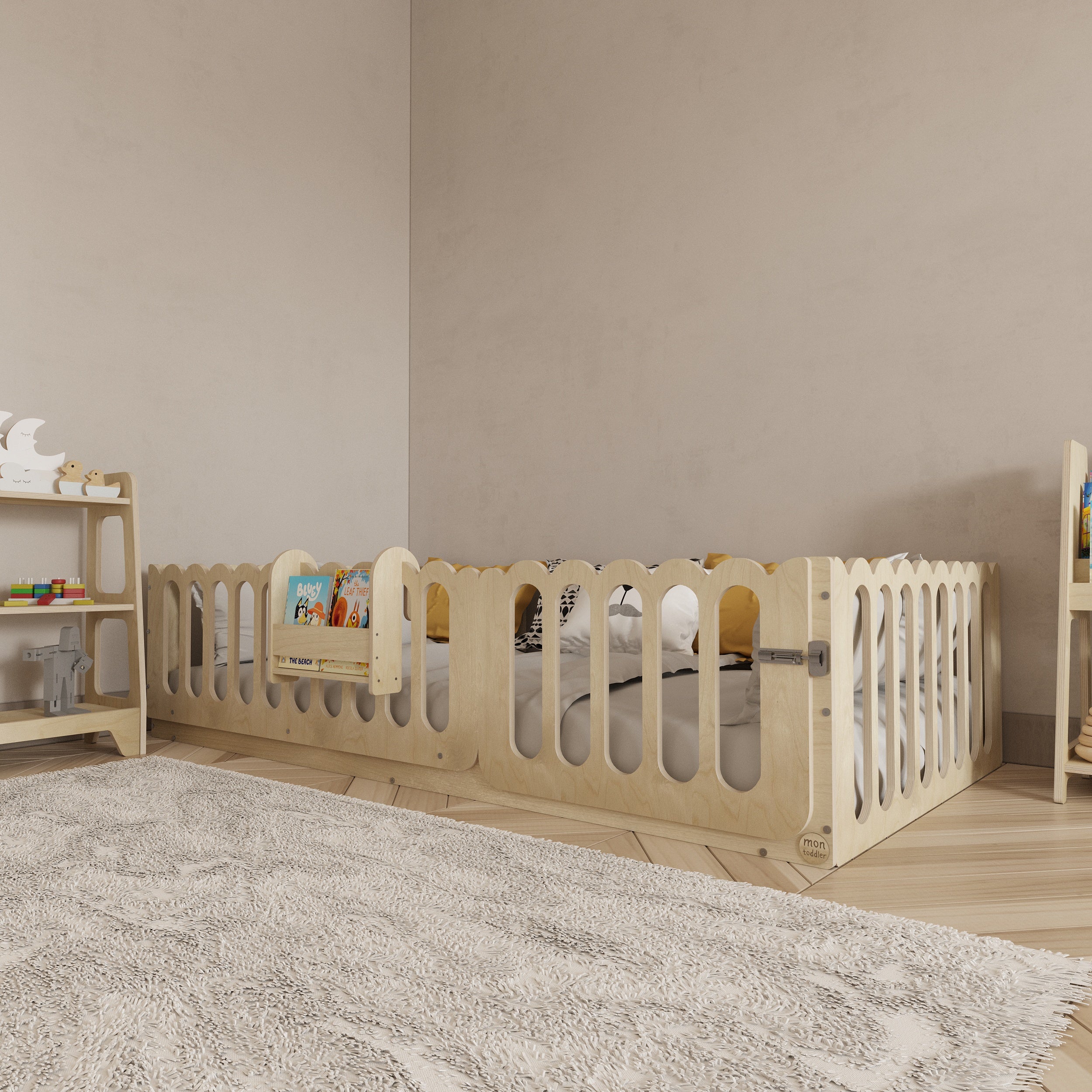 Montessori Floor Bed With Lockable Door - Wave