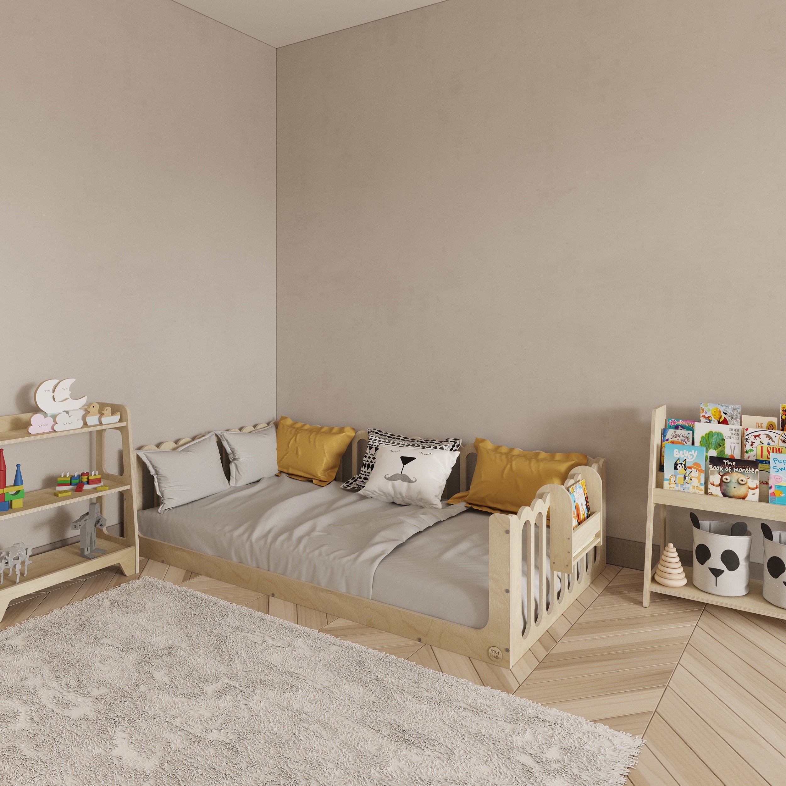 Toddler Bed with Rails - Wave