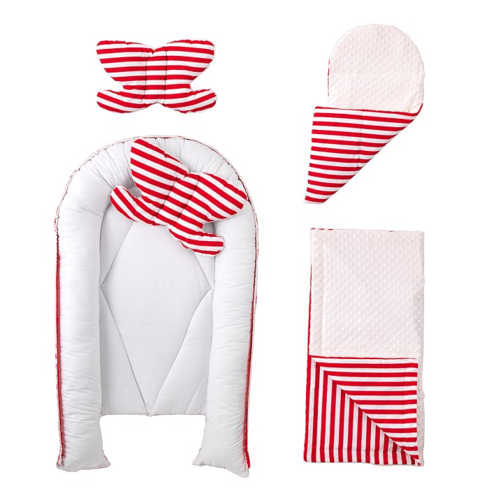 Red & White Baby Lounger Nest & Pillow Set - Montoddler