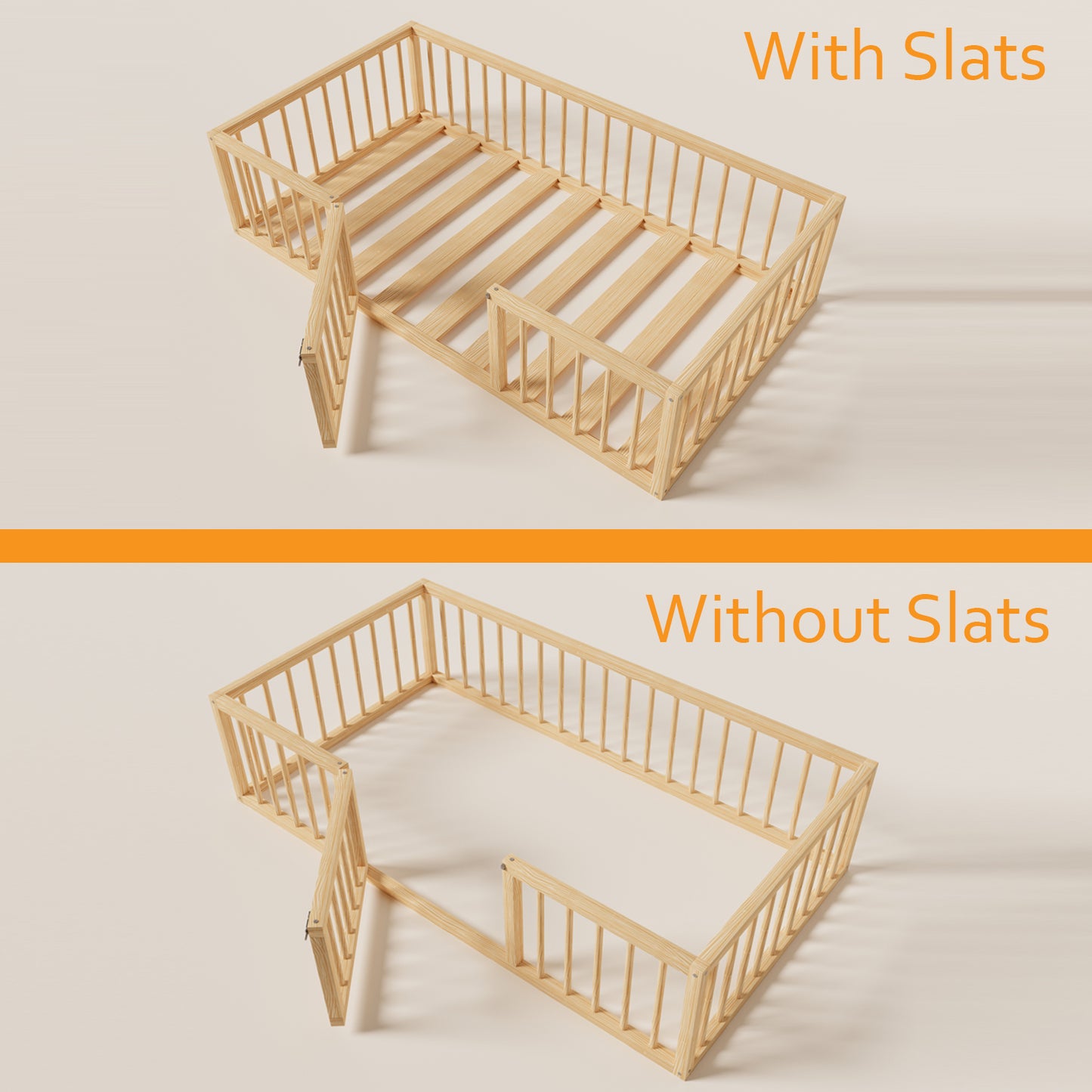Toddler Floor Bed with Center Door