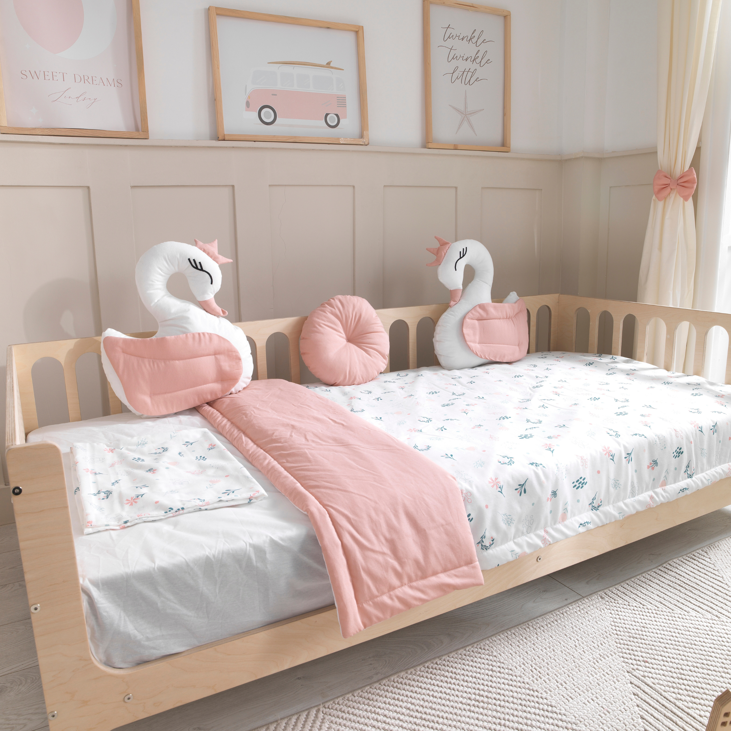 Pink Montessori Bedding Canopy and Sleep Set - Montoddler 