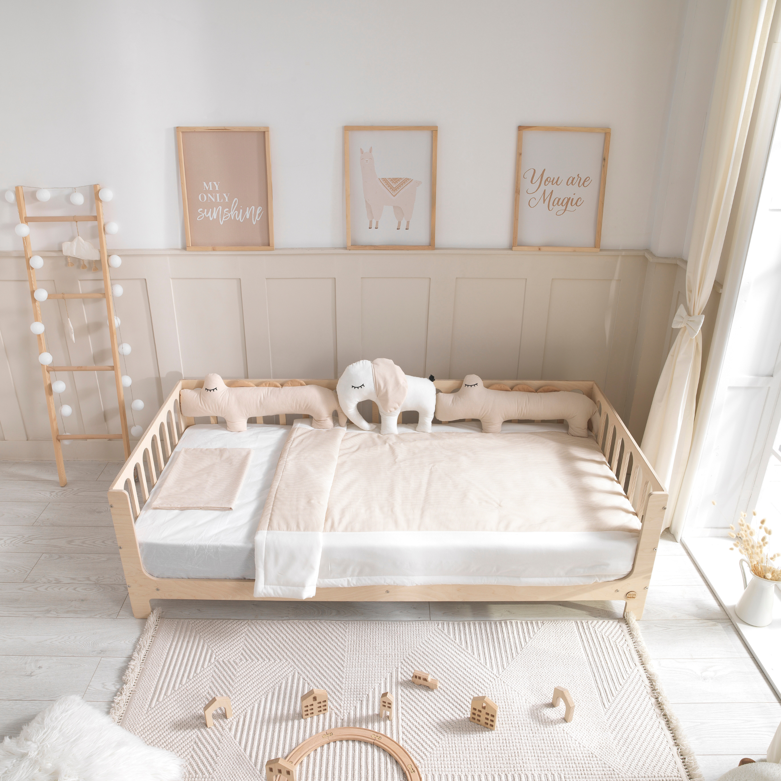 White Montessori Bedding Canopy and Sleep Set - Montoddler 