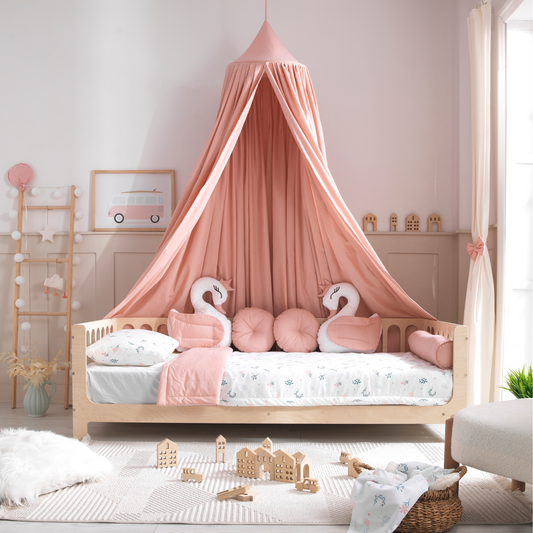 Pink Montessori Bedding Canopy and Sleep Set