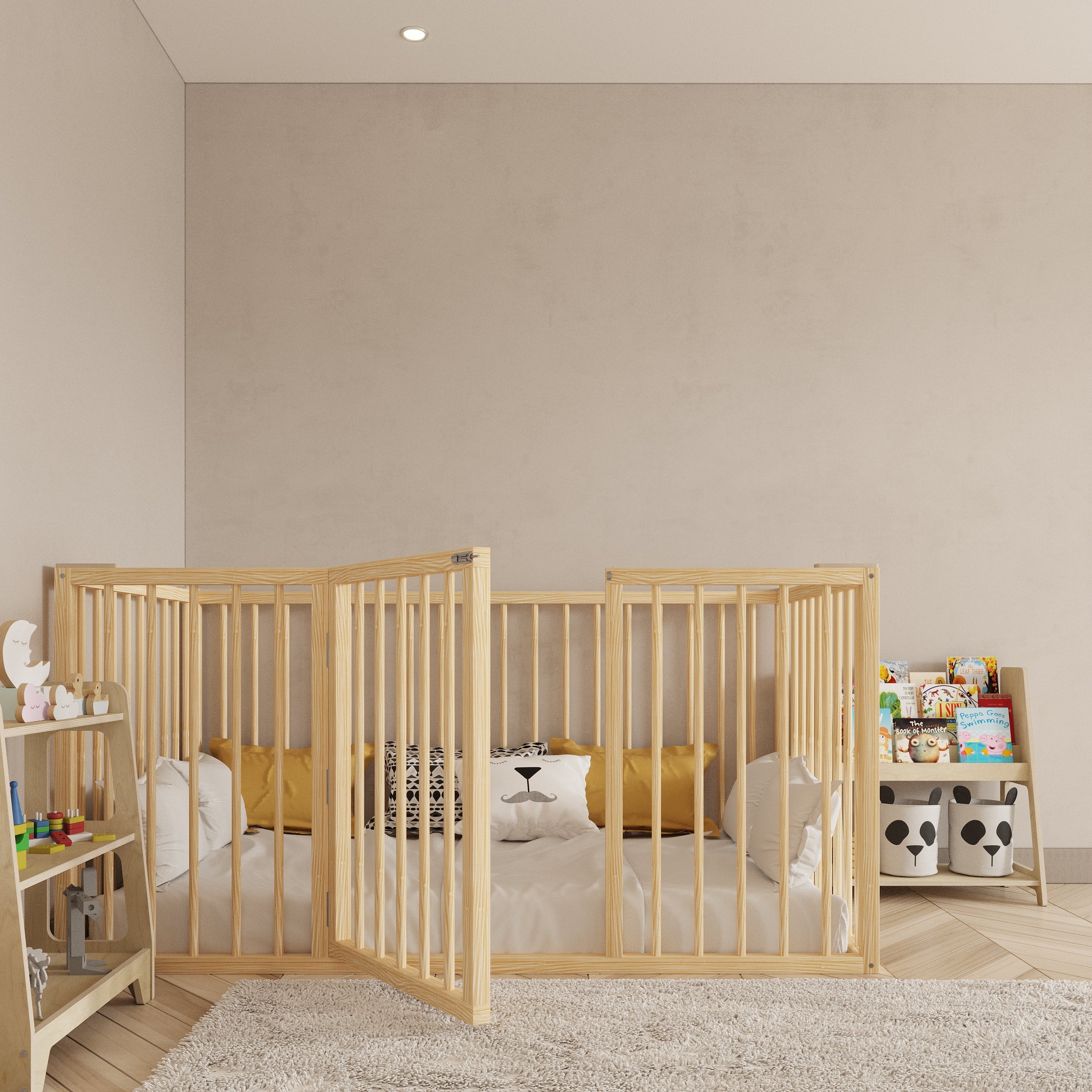 Round store wooden playpen