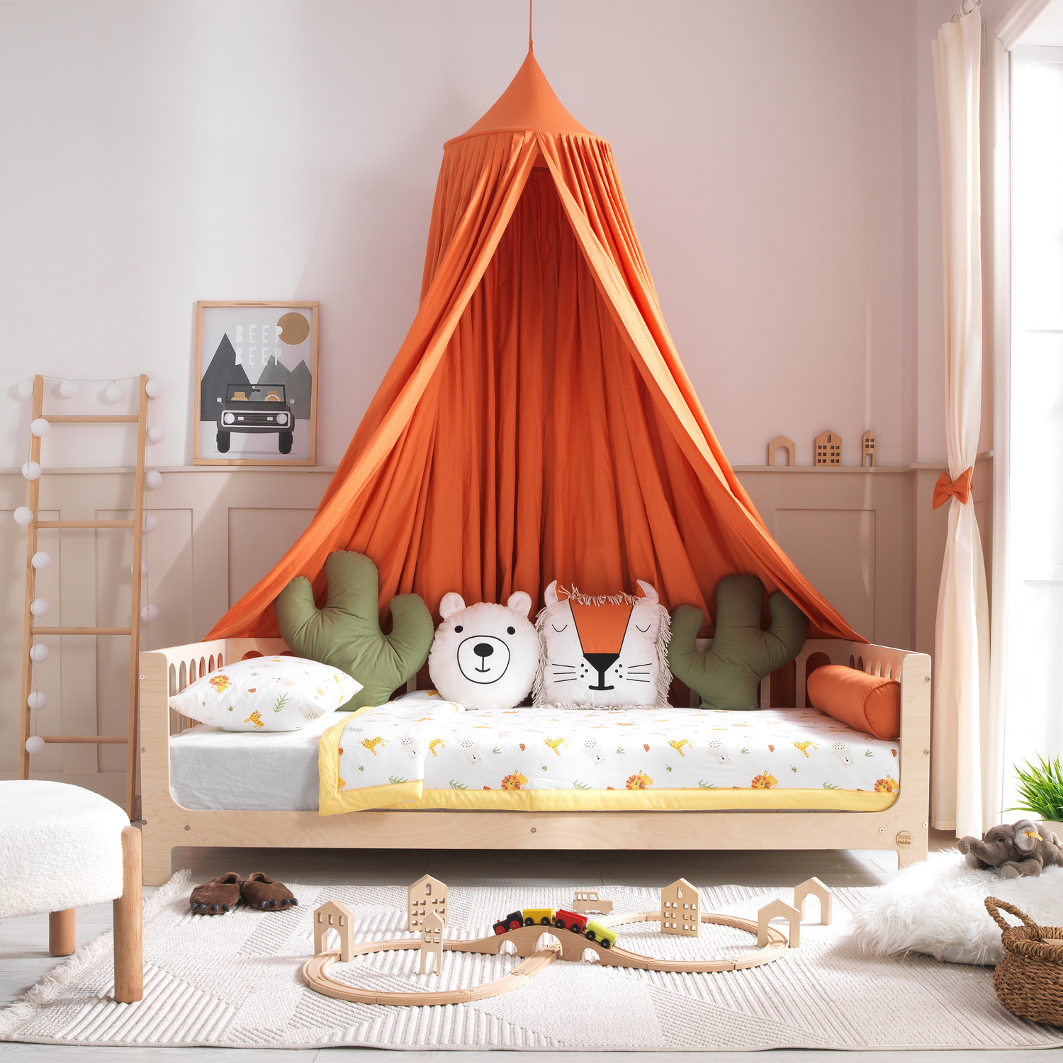 Orange Montessori Bedding Canopy and Sleep Set - Montoddler 