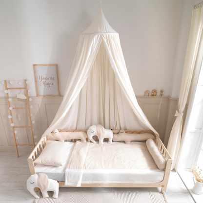 White Montessori Bedding Canopy and Sleep Set - Montoddler 