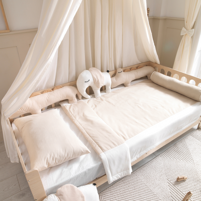 White Montessori Bedding Canopy and Sleep Set - Montoddler 