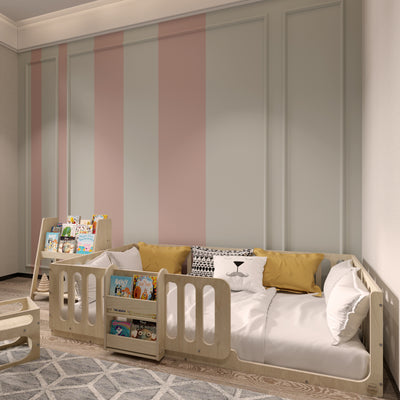 Montessori Floor Bed with Bookshelf - Montoddler 