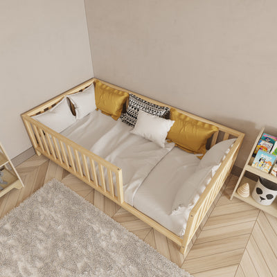Montessori Bed with Legs Rectangular Rails - Montoddler 
