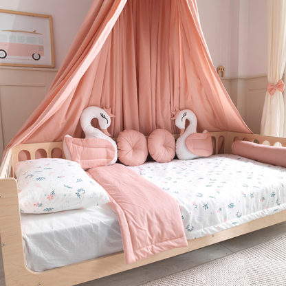 Pink Montessori Bedding Canopy and Sleep Set - Montoddler 