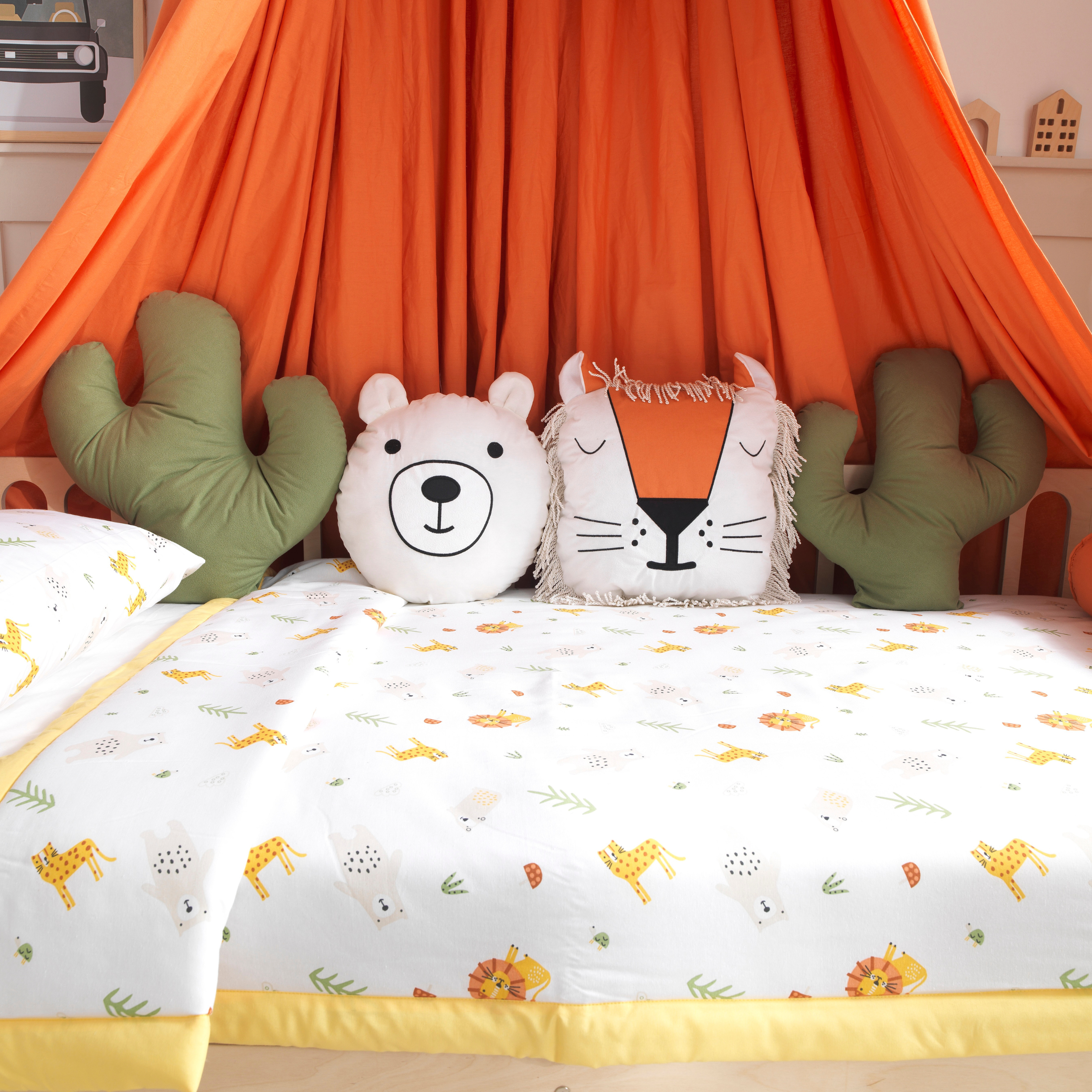 Orange Montessori Bedding Canopy and Sleep Set - Montoddler 