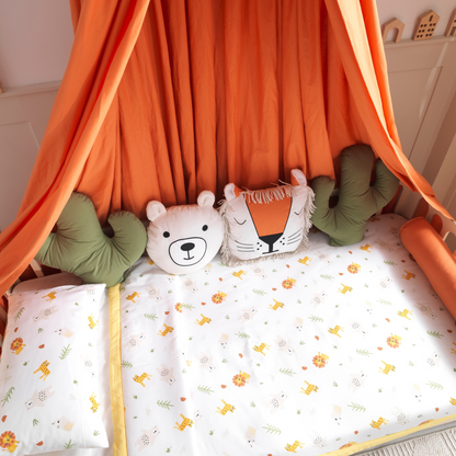 Orange Montessori Bedding Canopy and Sleep Set - Montoddler 