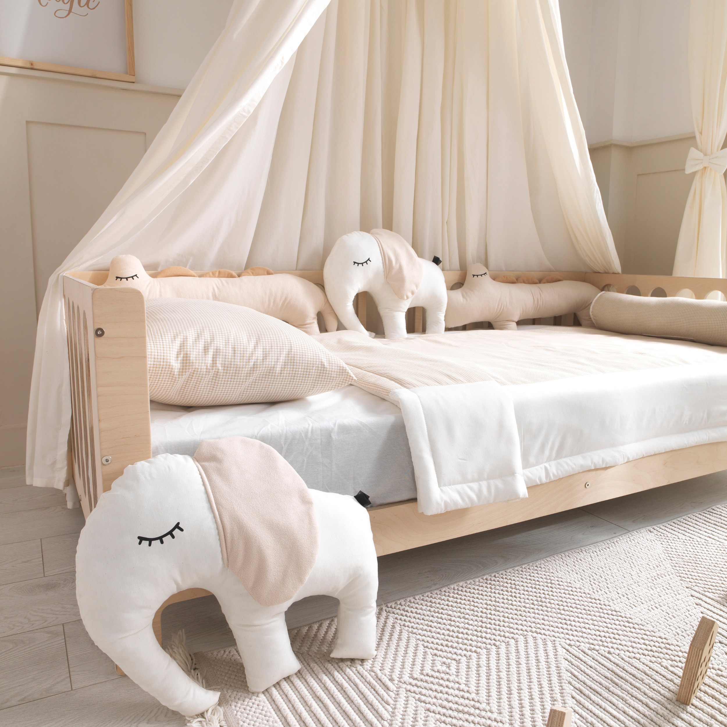 White Montessori Bedding Canopy and Sleep Set - Montoddler 