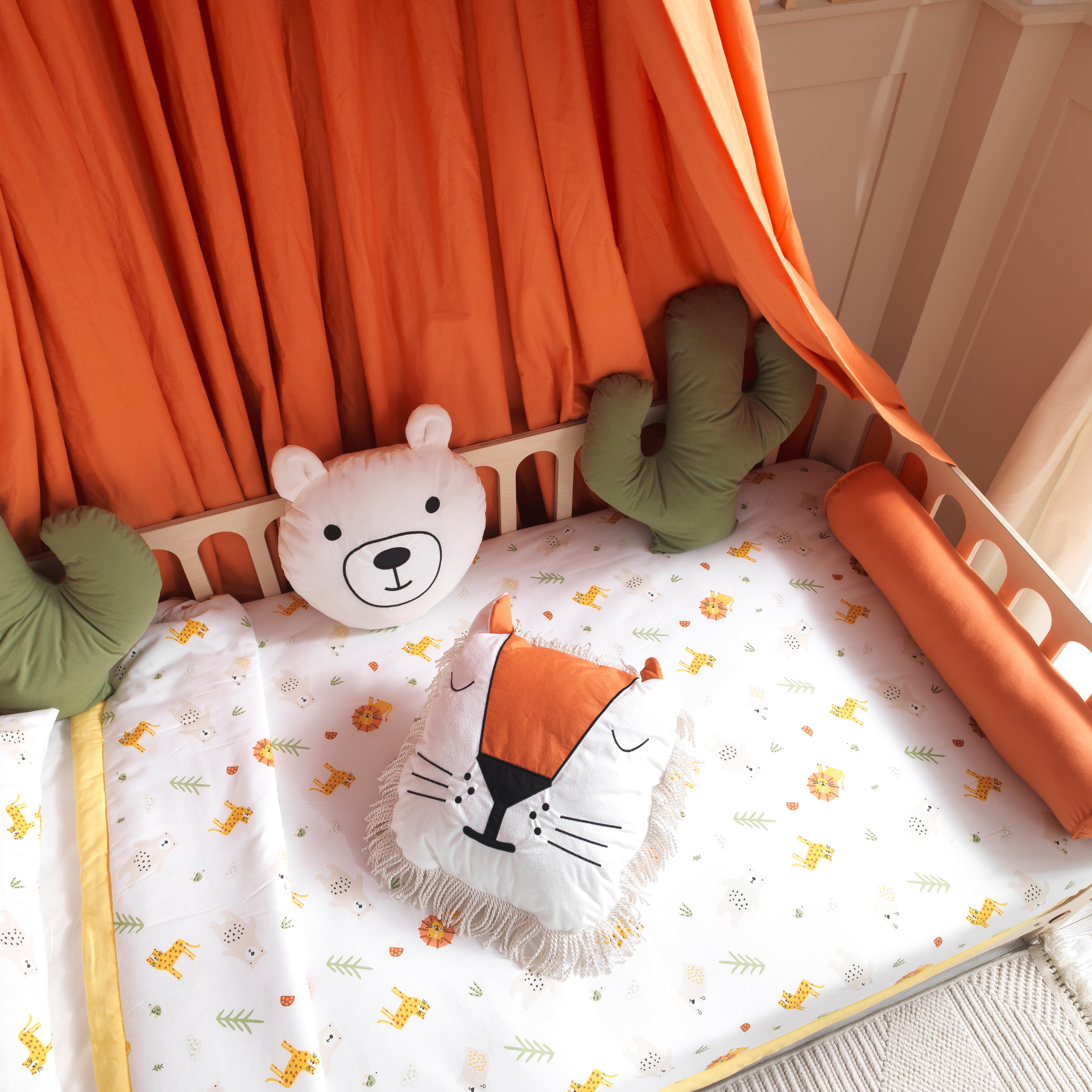 Orange Montessori Bedding Canopy and Sleep Set - Montoddler 