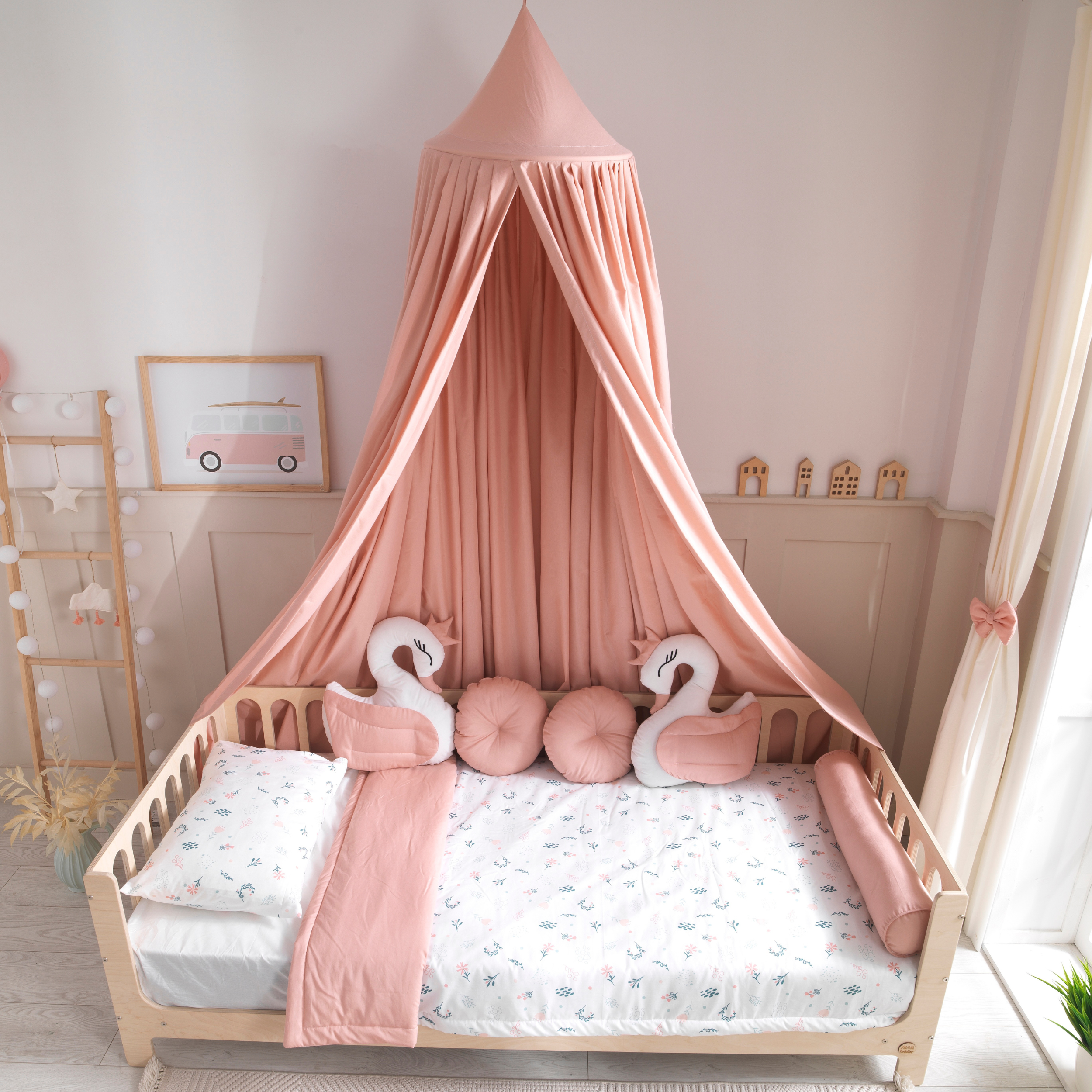 Pink Montessori Bedding Canopy and Sleep Set - Montoddler 