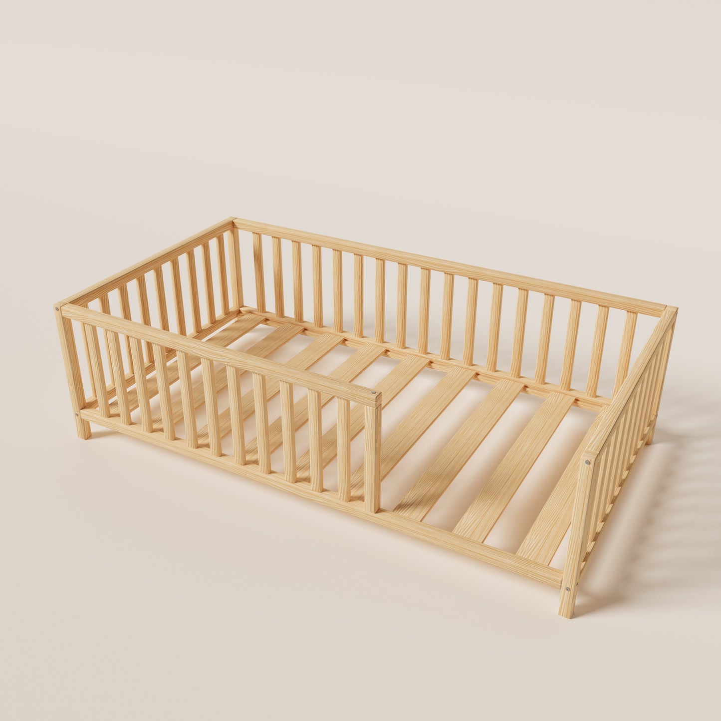 Montessori Bed with Legs Rectangular Rails - Montoddler 