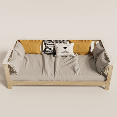 Birch Montessori Bed with Legs and Top Edge