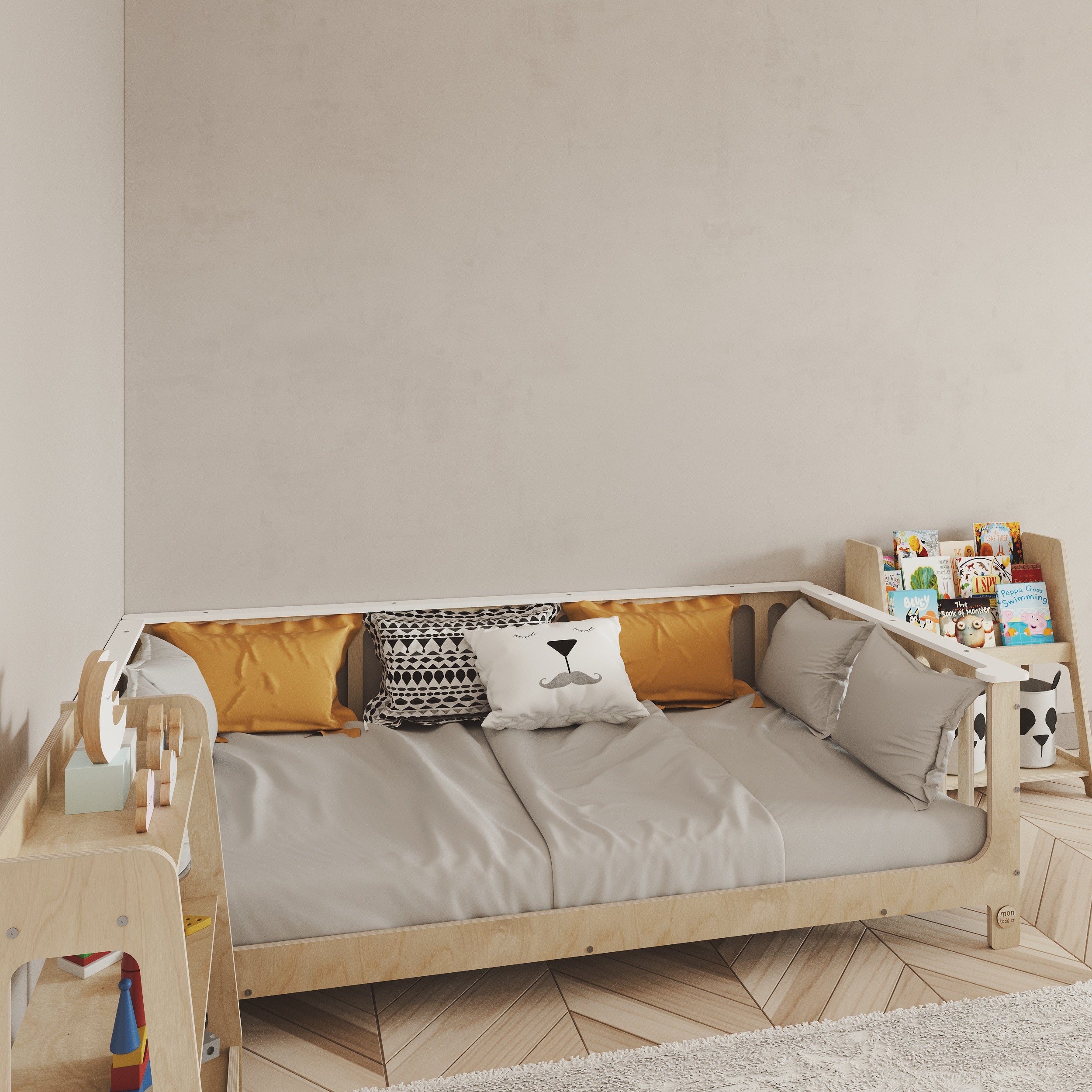 Birch Montessori Bed with Legs and Top Edge