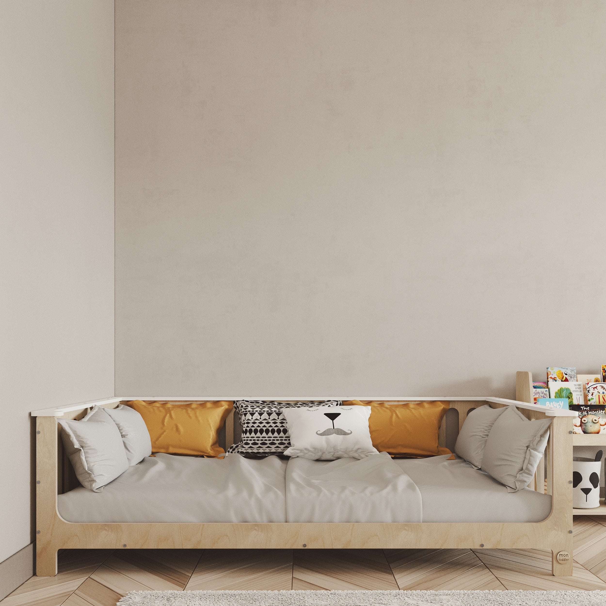 Birch Montessori Bed with Legs and Top Edge