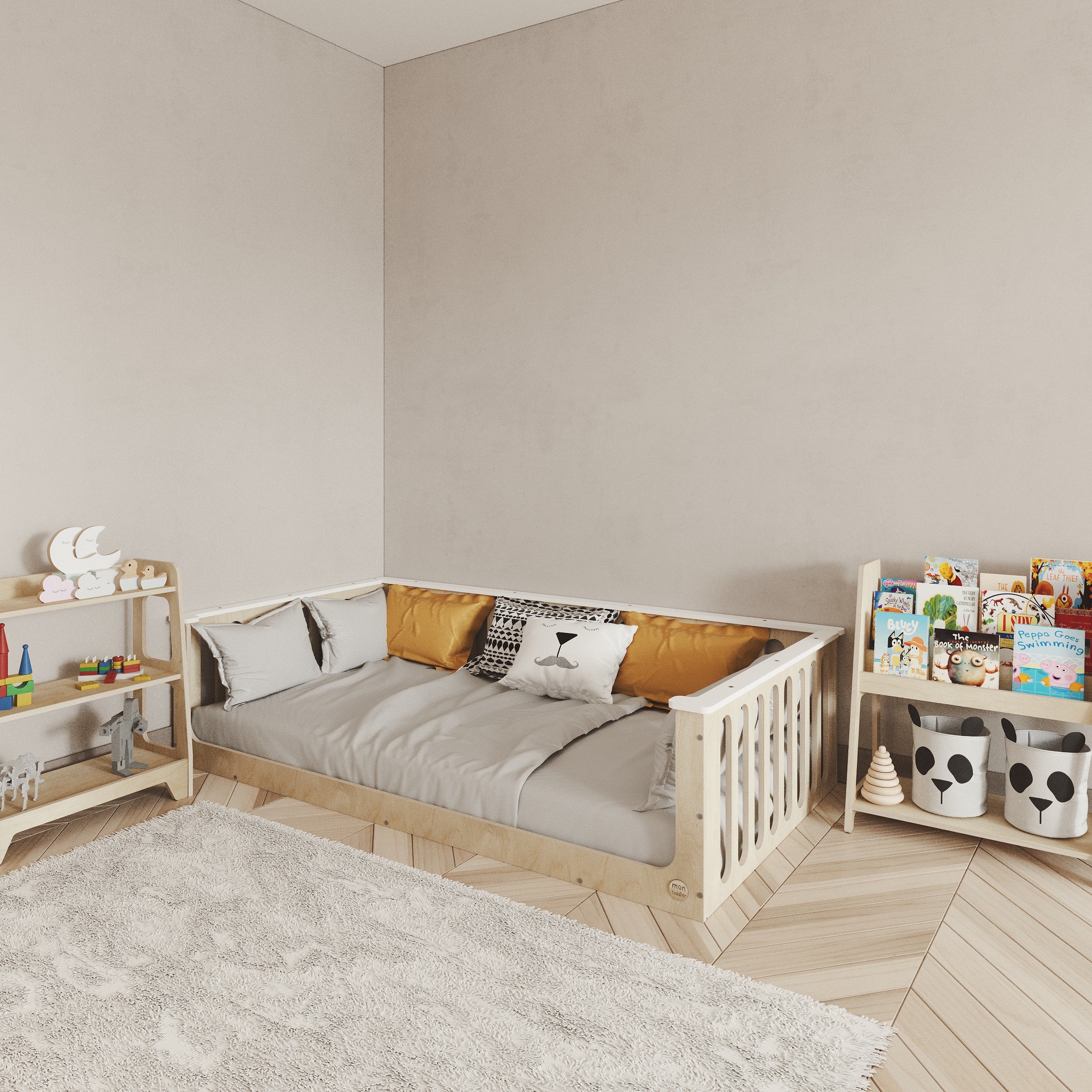 Floor Bed for Toddler With Top Edge