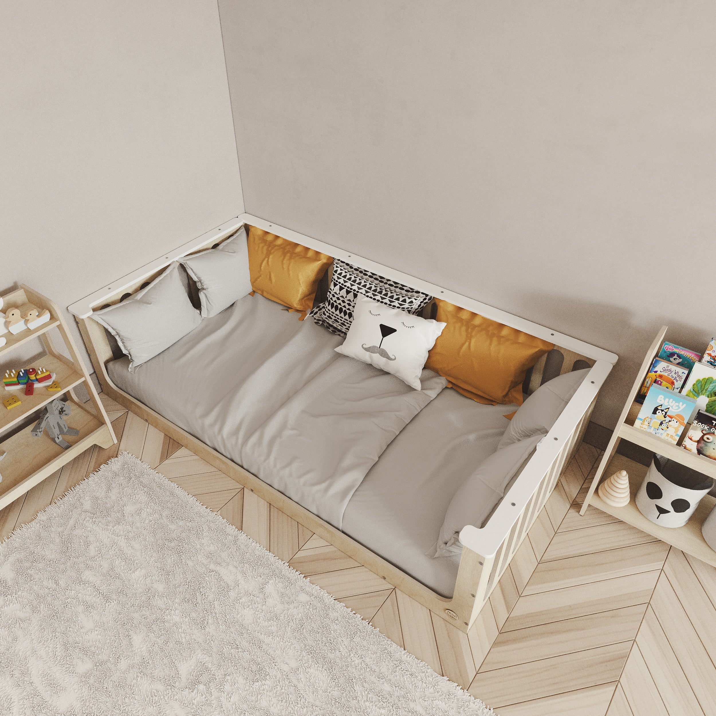 Floor Bed for Toddler With Top Edge