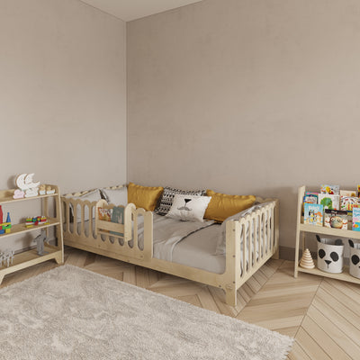 Montessori Bed with Legs and Rails - Wave